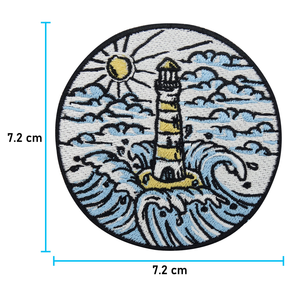 Leuchtturm Patch mit Maßen 7,2 x 7,2 cm