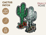 Kaktus Blumen Patch von vorne und hinten. Bügelfolie auf der Rückseite. Verwendungsmöglichkeiten: Aufbügeln, Aufnähen, Aufkleben.