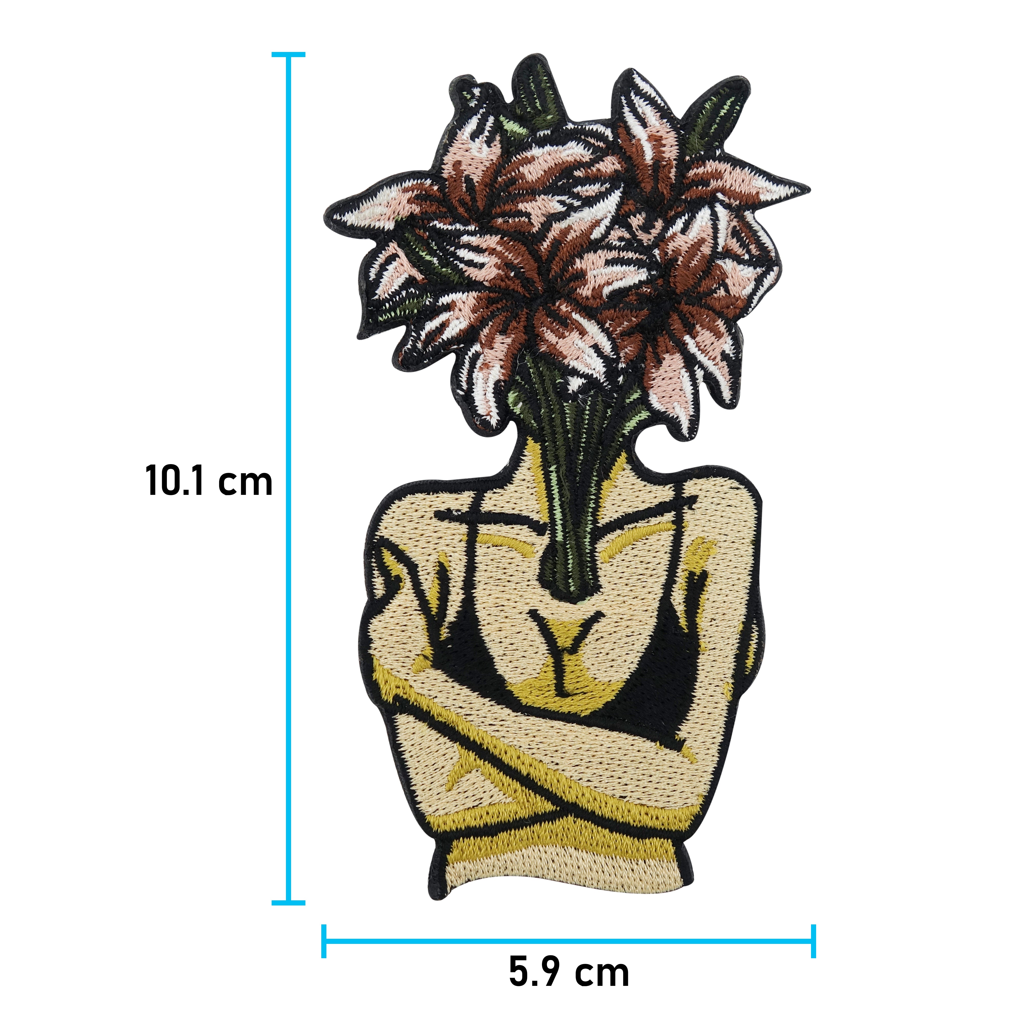 Blumenkopf Patch mit den Maßen: 10,1 x 5,9 cm 