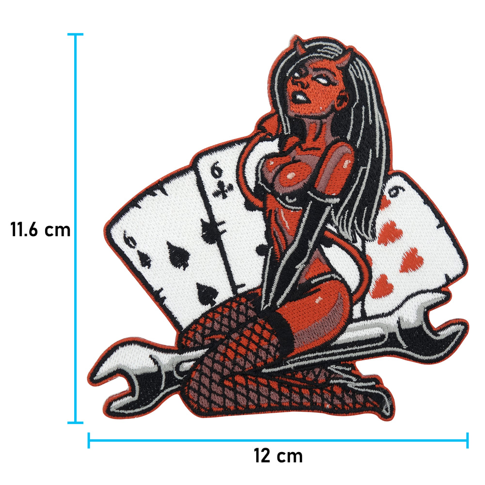 Sexy Teufel Patch mit den Maßen: 11,6 x 12 cm 