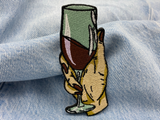 Rotwein Patch auf blauer Jeans
