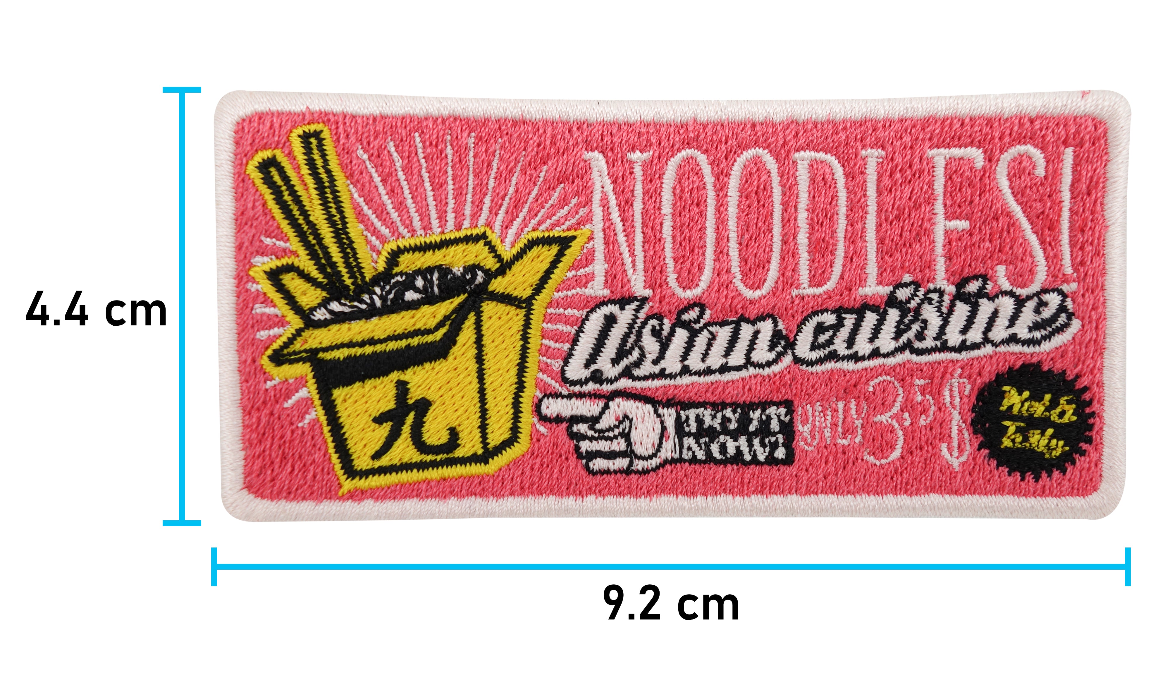 Asiatischer Nudelbox Patch, Maße: 4,4 x 9,2 cm