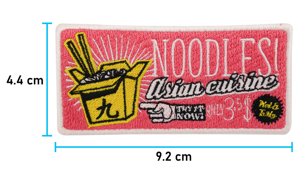 Asiatischer Nudelbox Patch, Maße: 4,4 x 9,2 cm