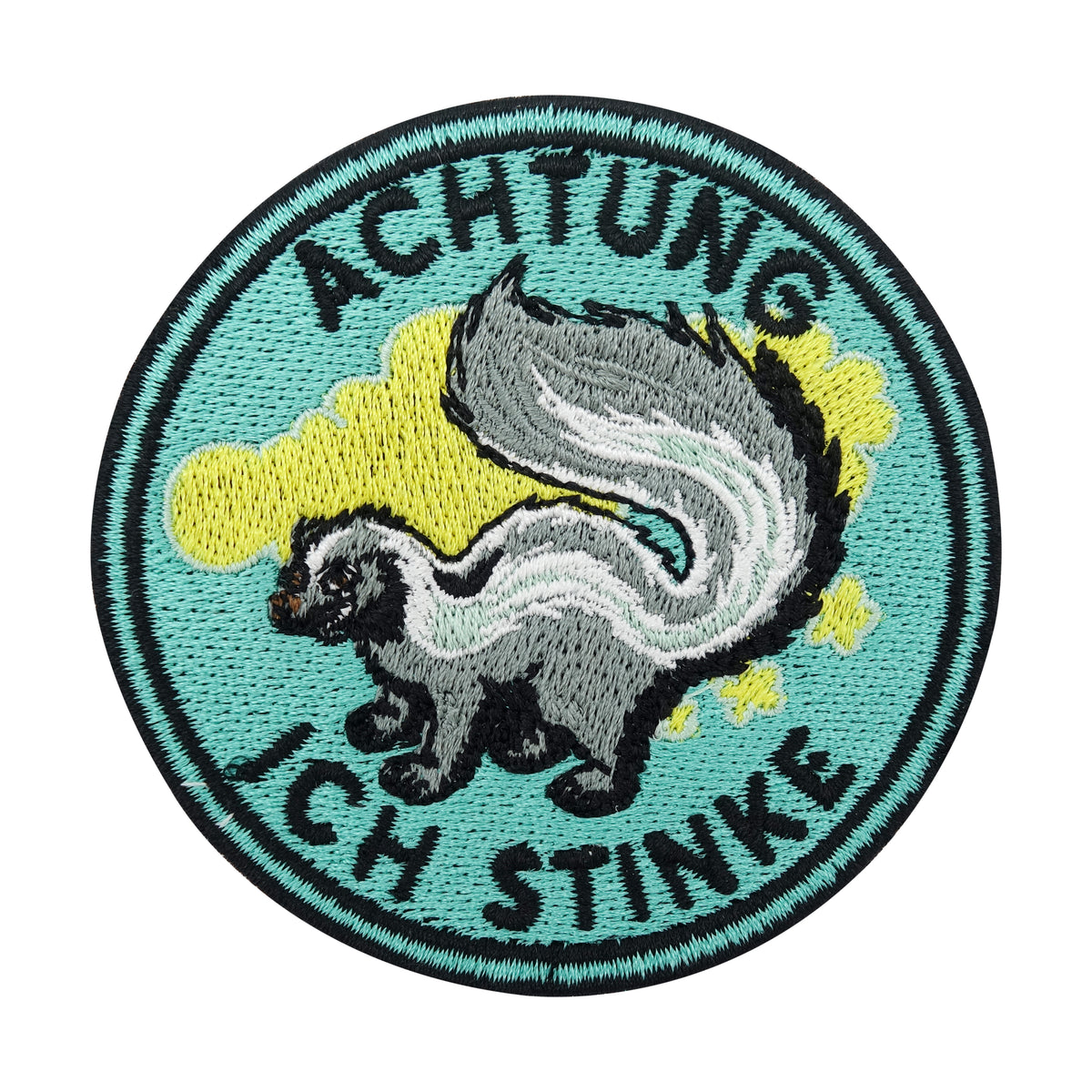 Grüner und grauer Stinktier in einer Stinkwolke Patch.