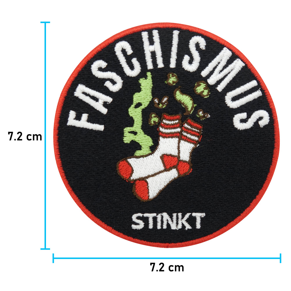 Faschismus stinkt Patch mit der Maße: 7,2 x 7,2 cm
