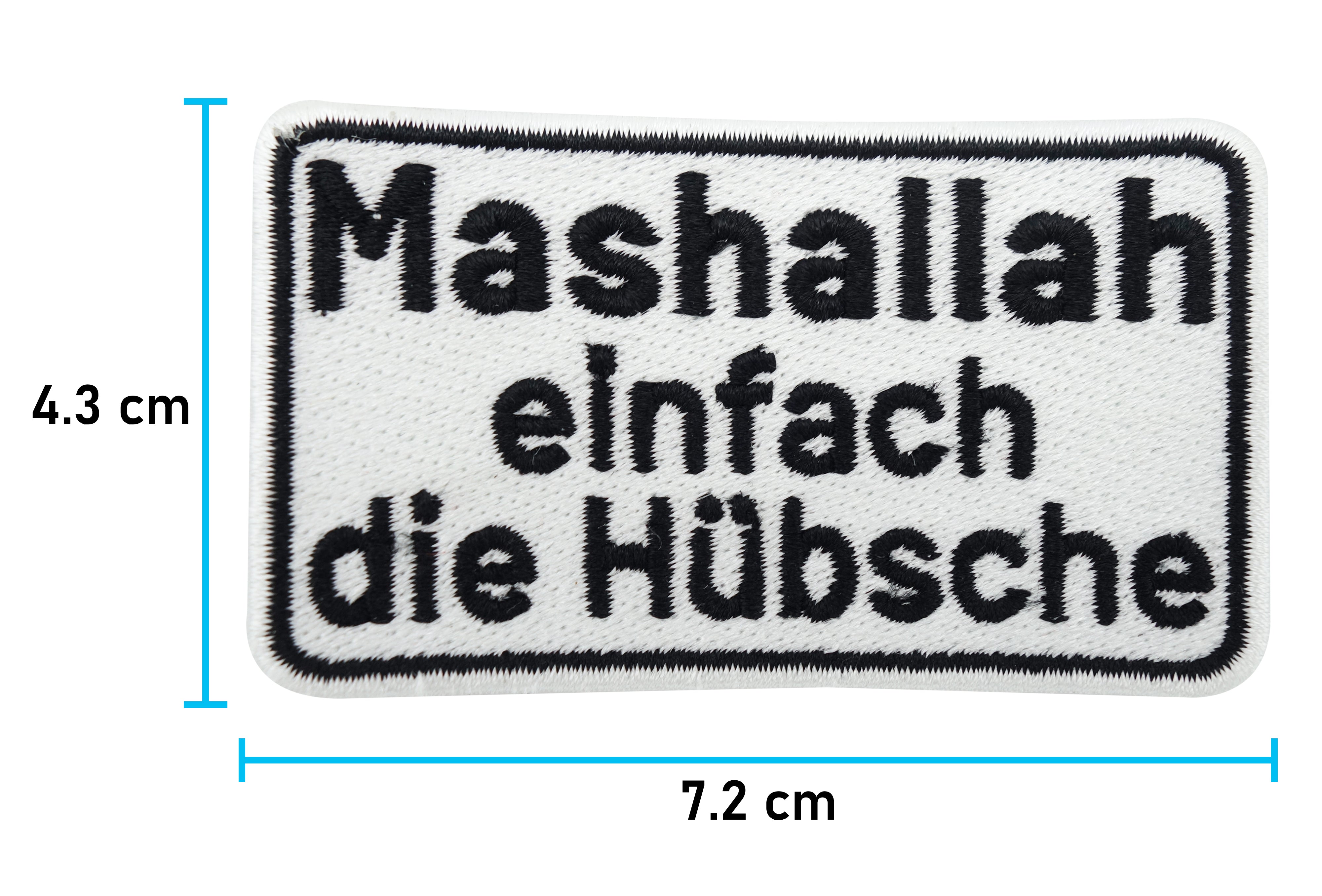 Spruch Patch mit der Maße: 4,3 x 7,2 cm 