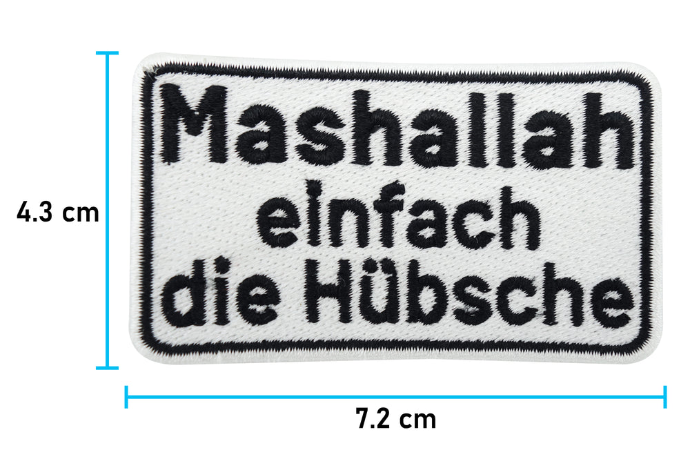 Spruch Patch mit der Maße: 4,3 x 7,2 cm 