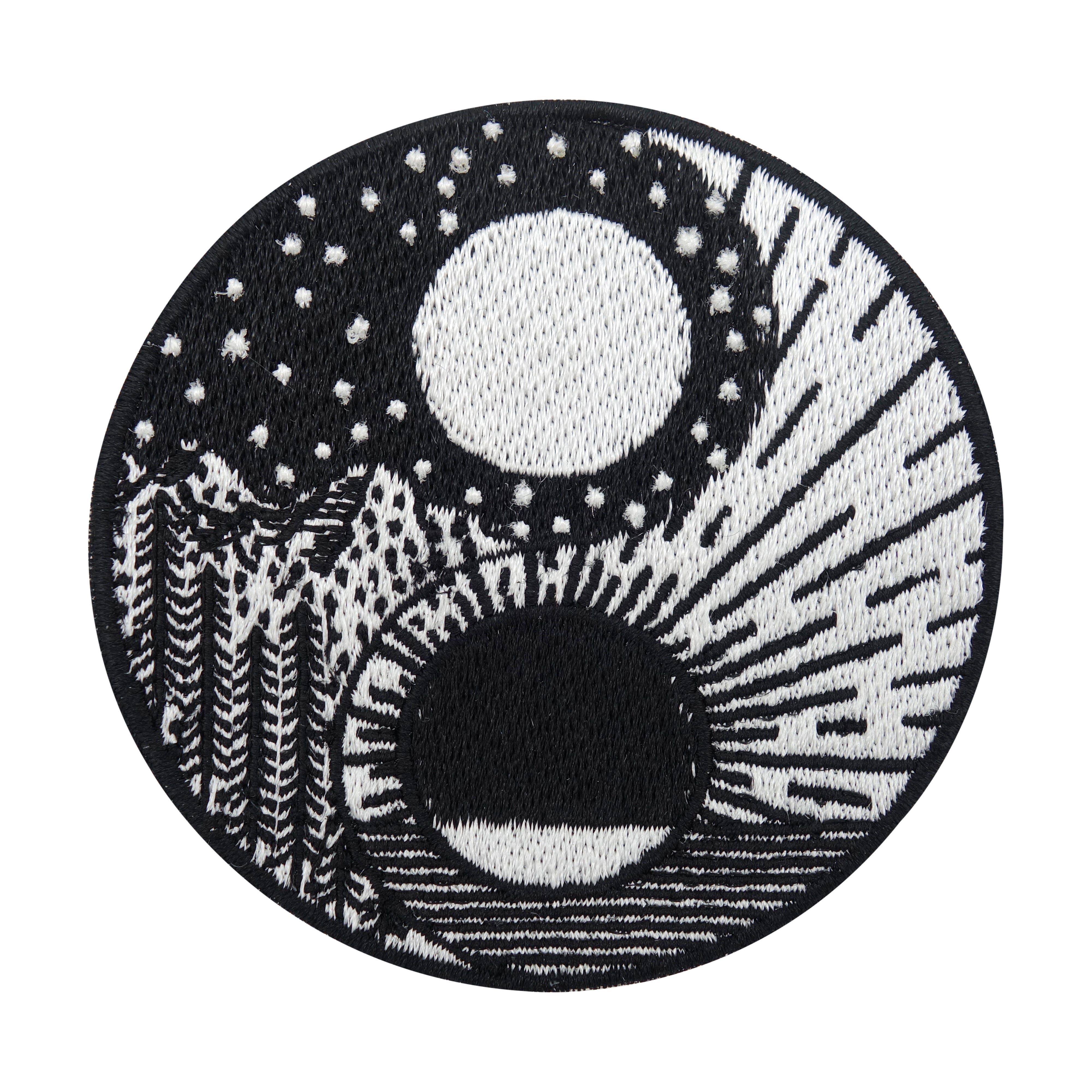 Schwarz, weißer Yin und Yang, Berge und Meer Patch