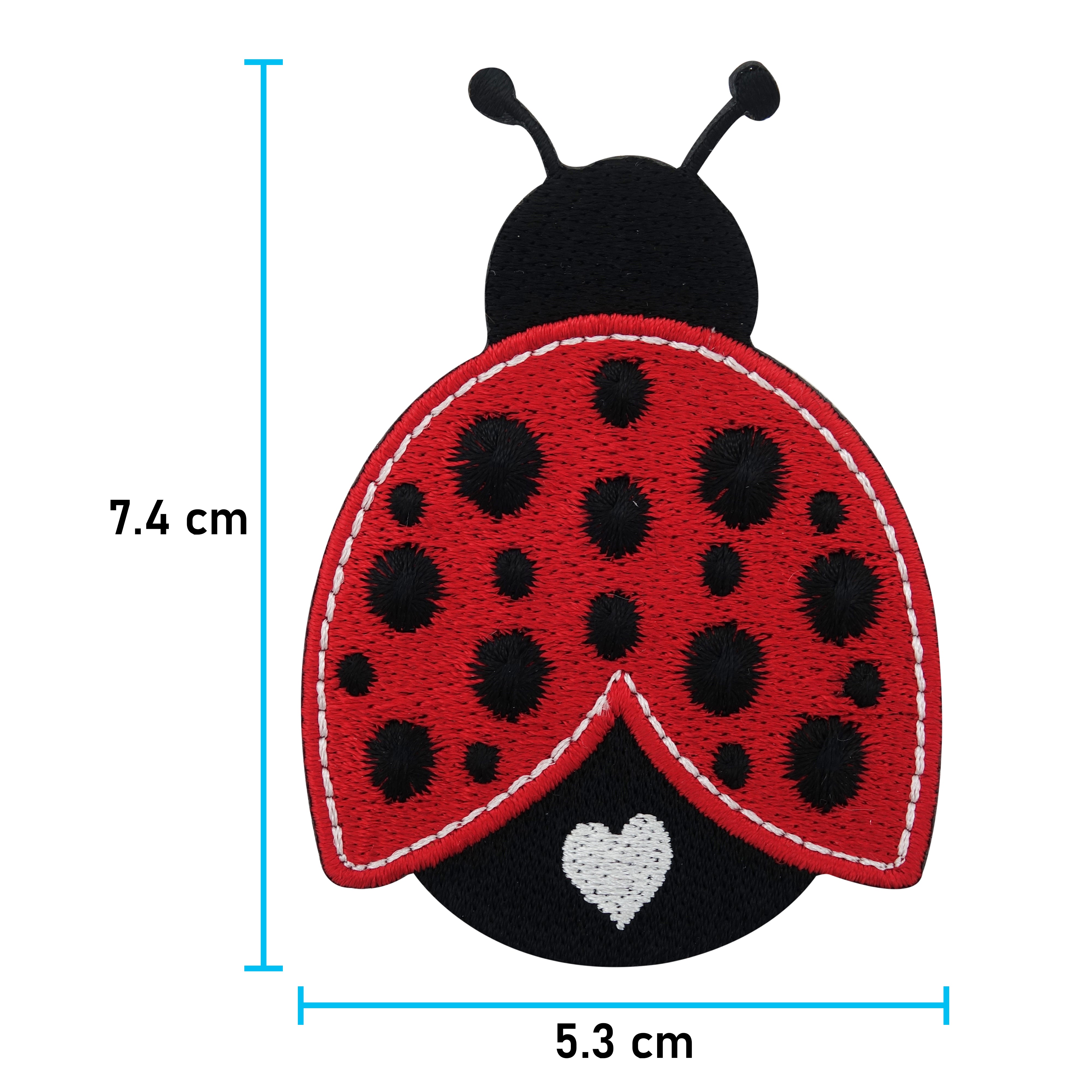 Marienkäfer Patch mit der Maße: 7,4 x 7,4 cm 