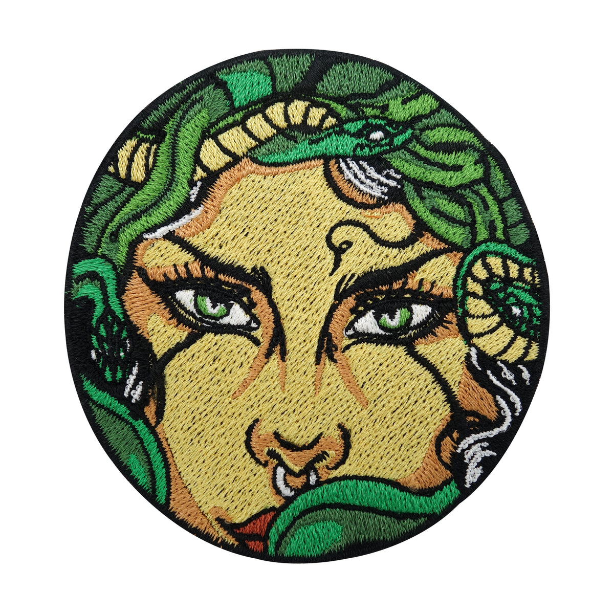 Runder, beiger, grüner Medusa mit Nasenring Patch
