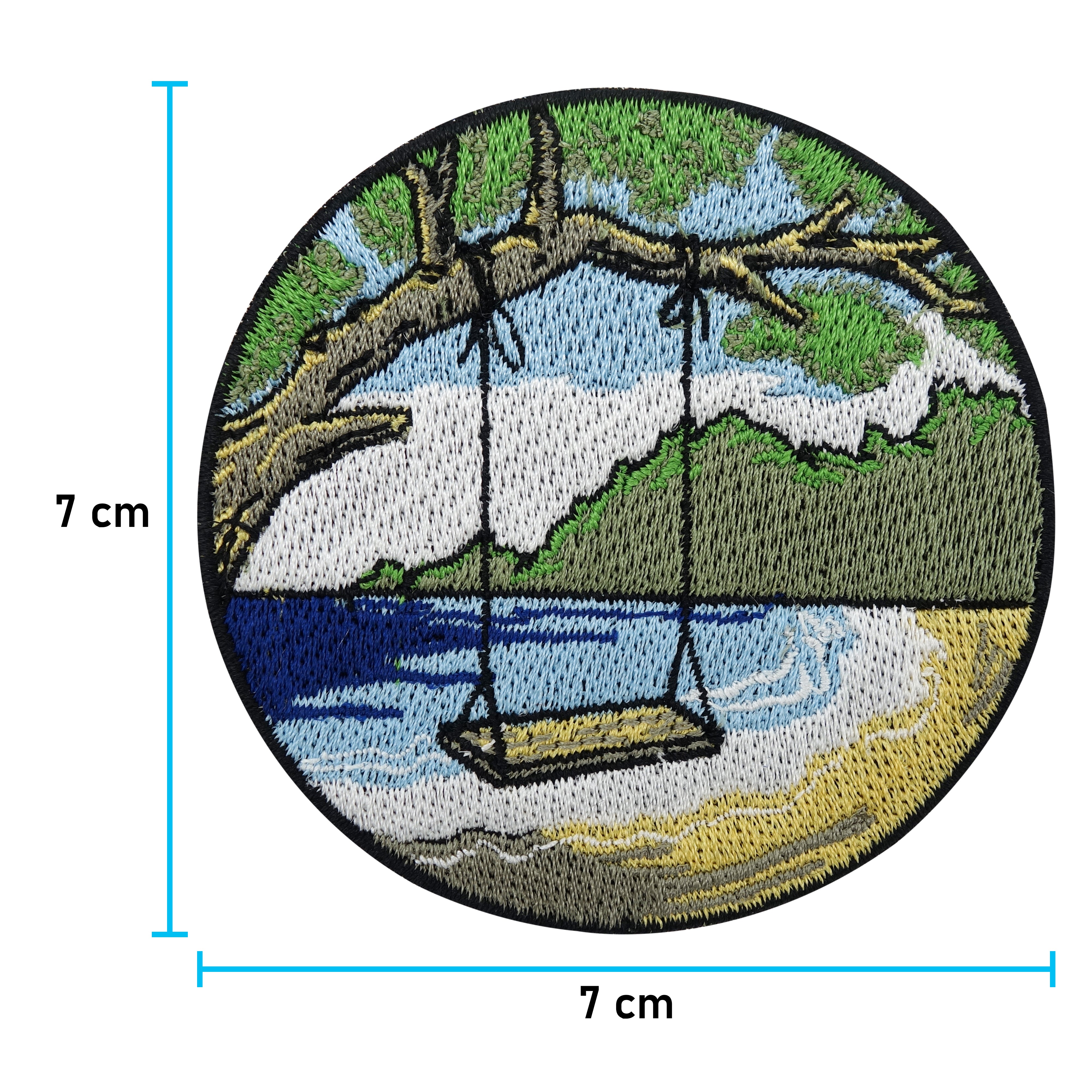 Der Patch mit der Maße: 7 x 7 cm