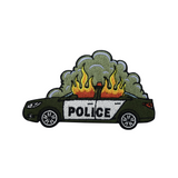 Brennendes Polizeiauto Patch | Anarchy Aufnäher | Police ACAB Flicken