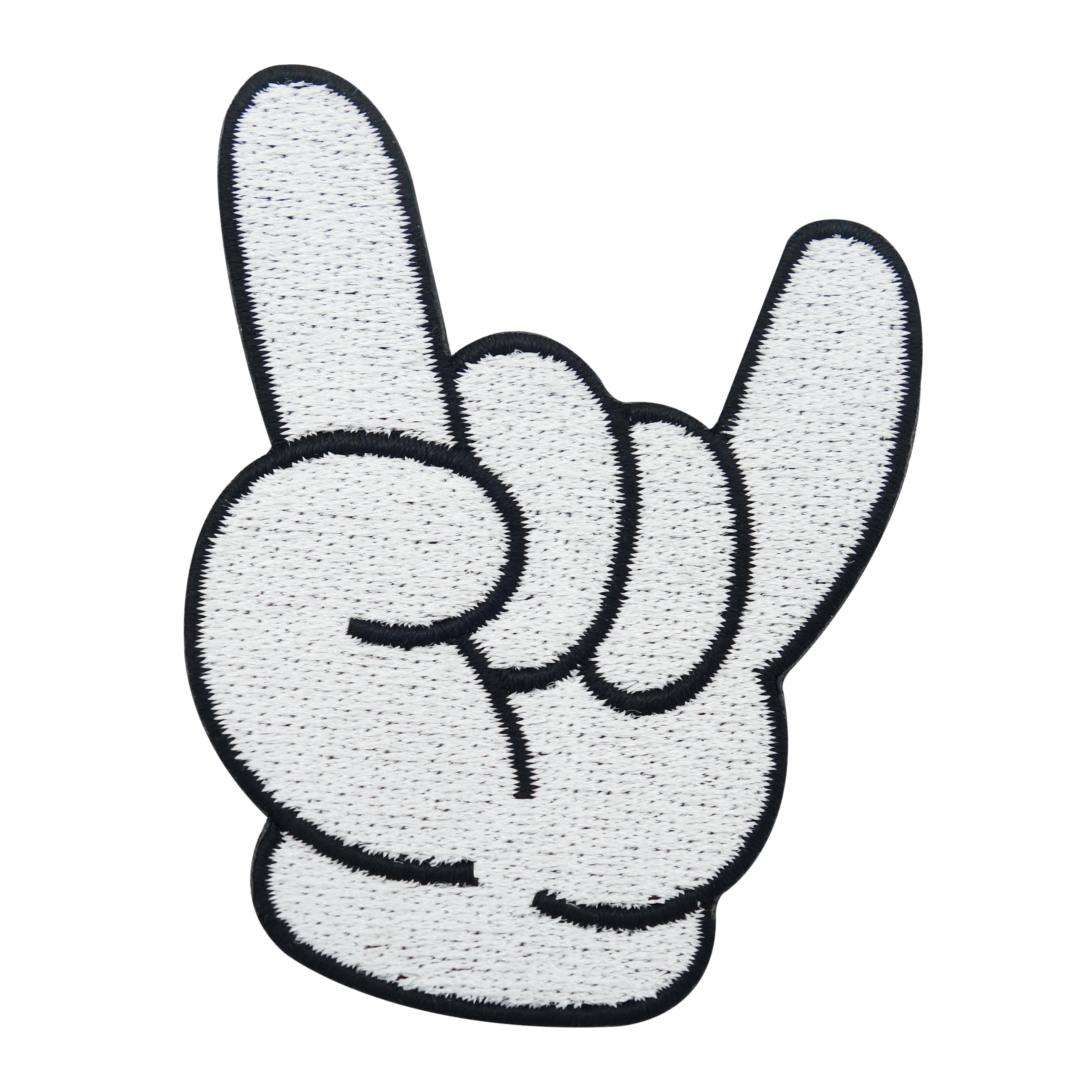 Weißer Cartoon Rocker Hand Patch