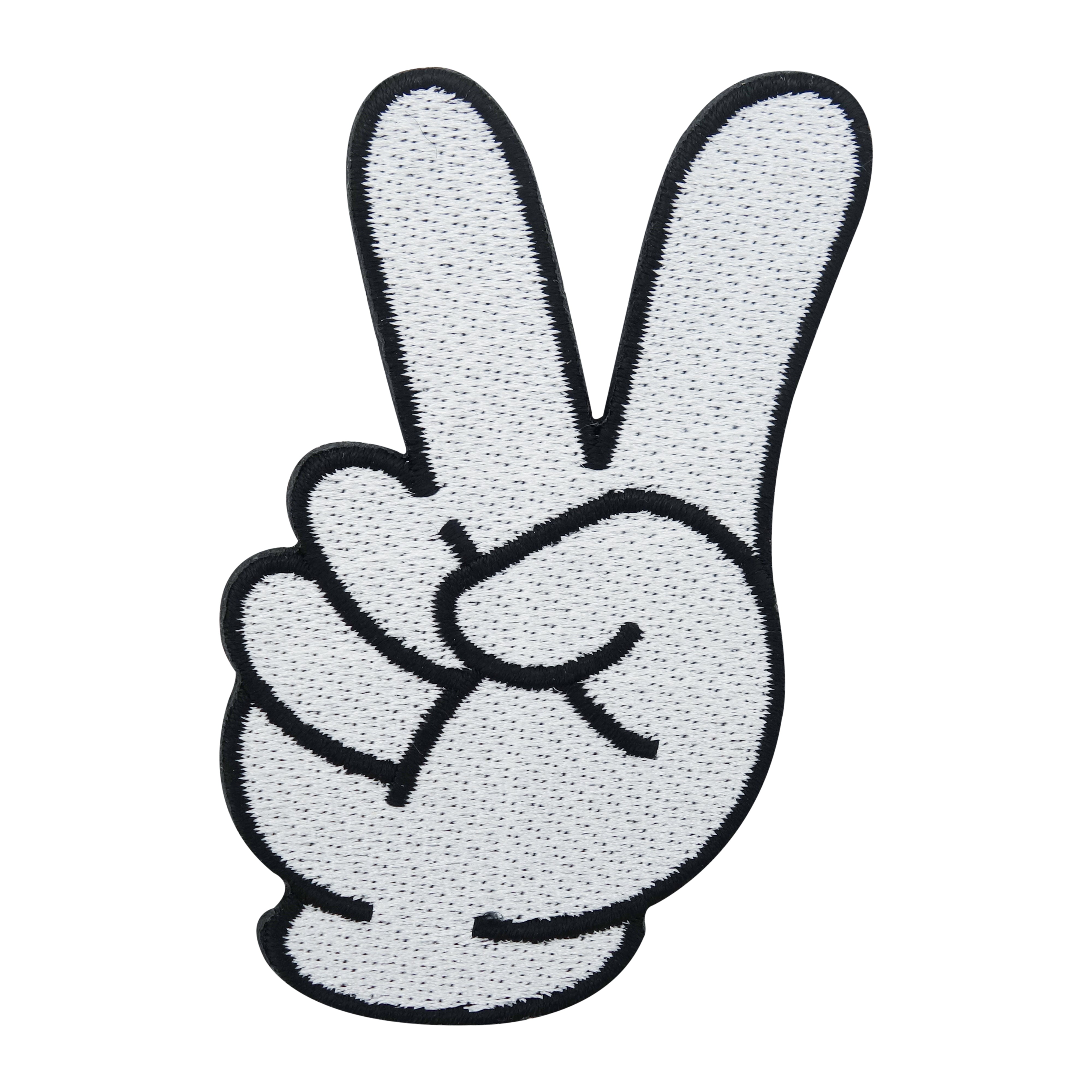 Weißer Cartoon Peace Zeichen Patch 