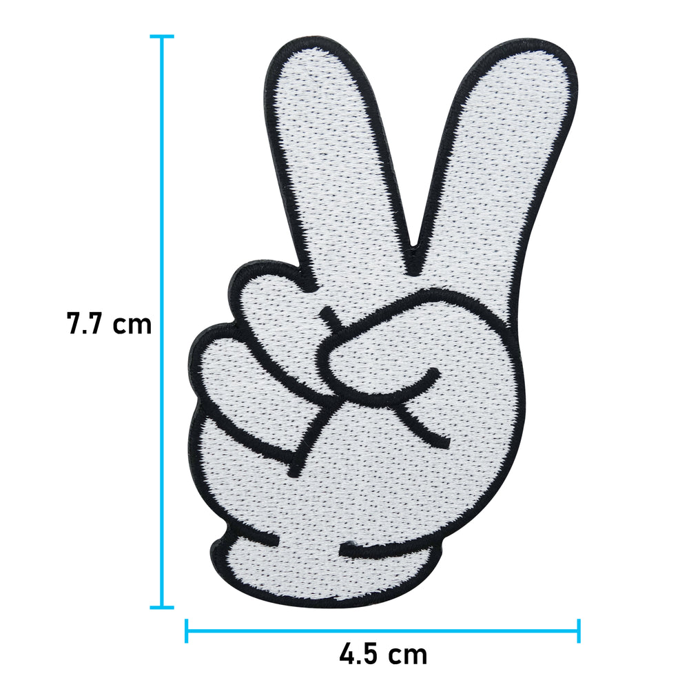 Cartoon Peace Zeichen Patch mit der Maße: 7,7 x 4,5 cm 