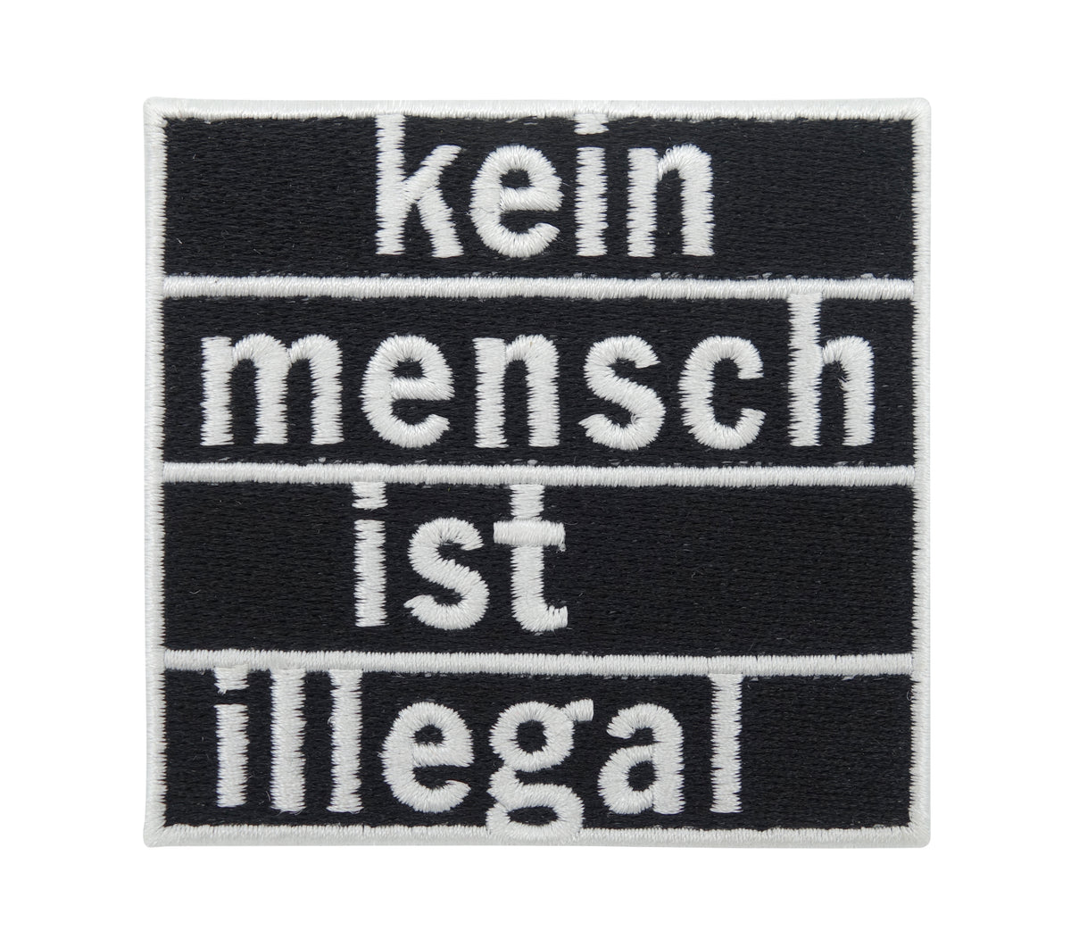 Schwarzer "Kein Mensch ist illegal" Patch