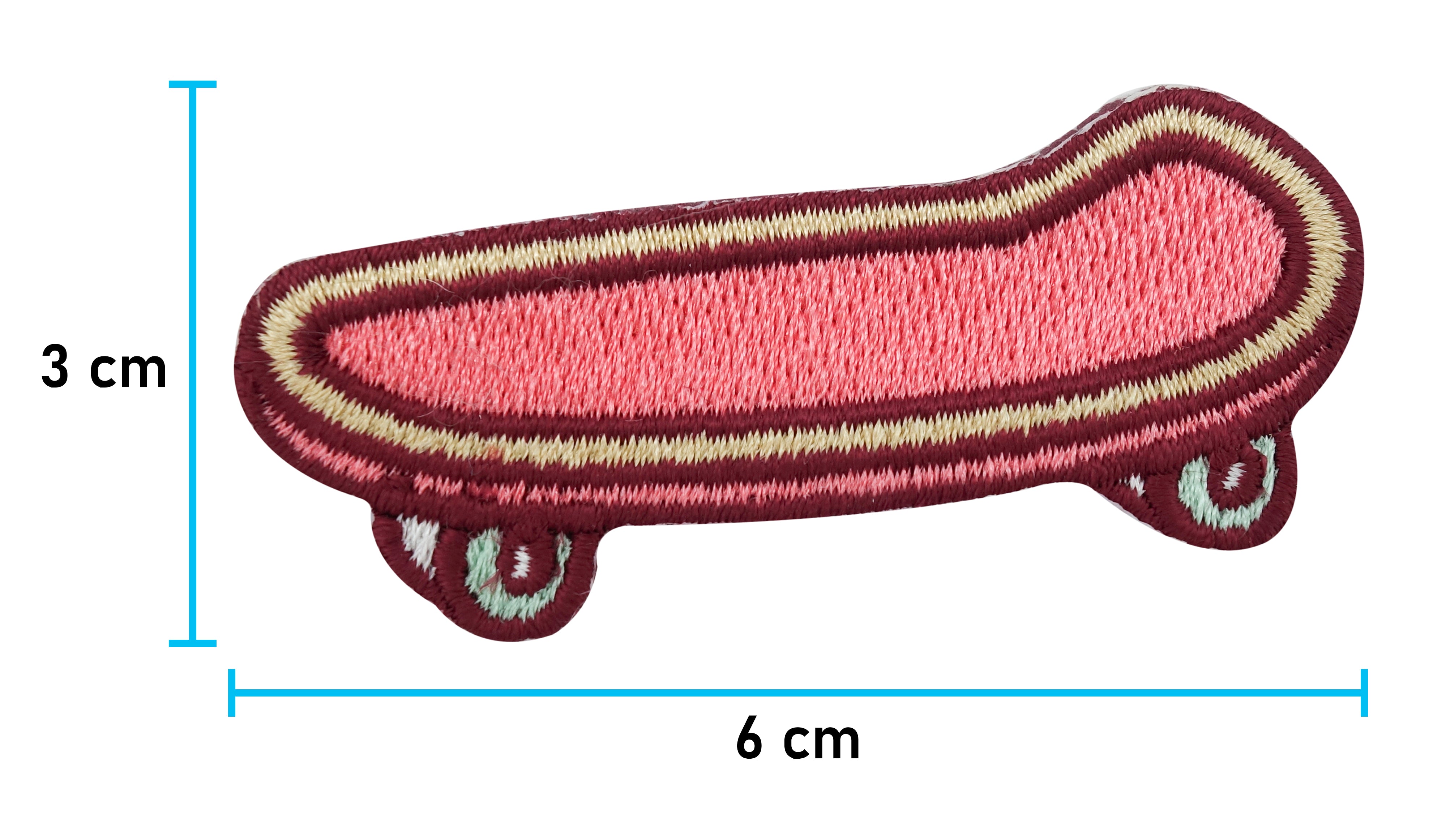 Skateboard Patch mit der Maße: 3 x 6 cm