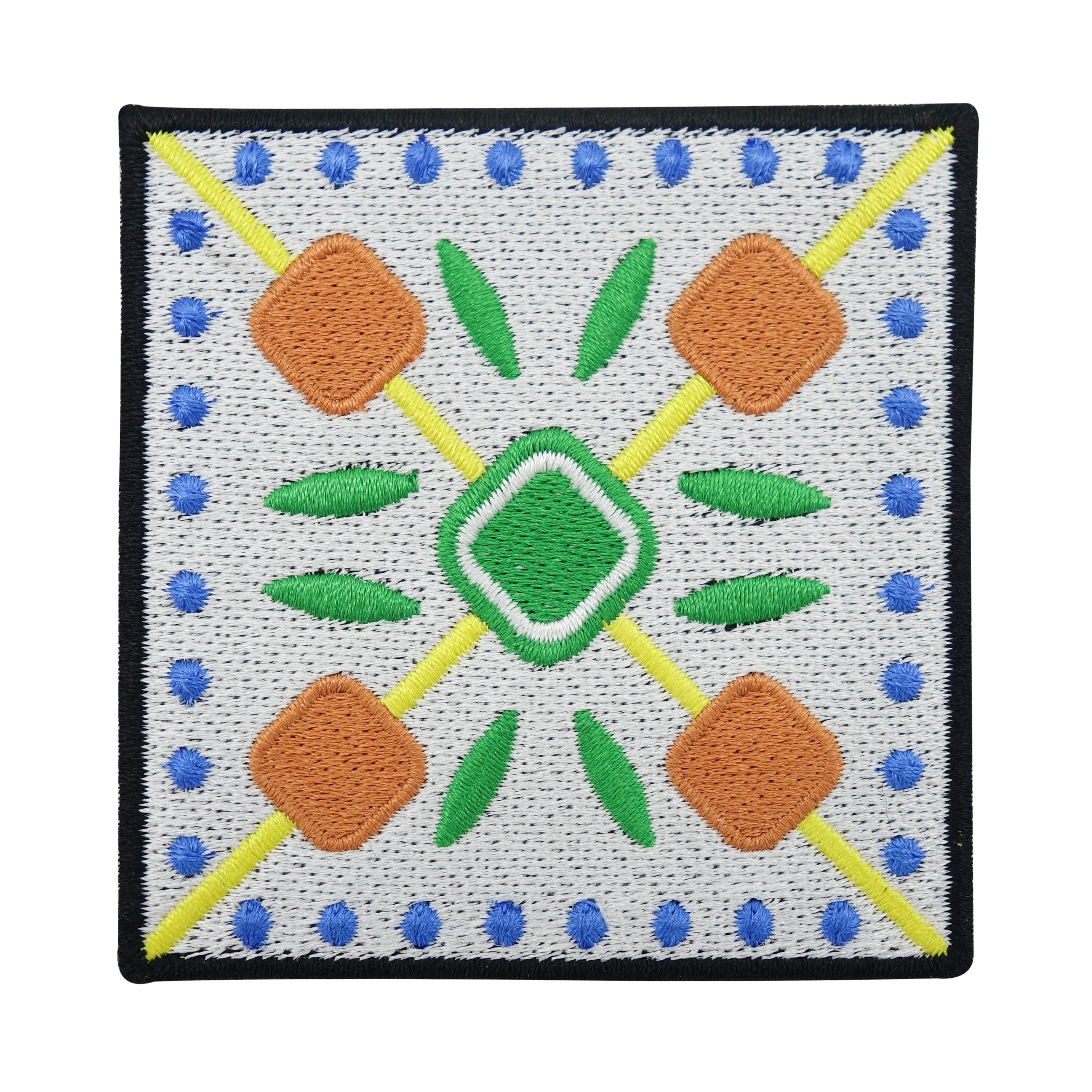 Weiß, blau, grün, gelb, oranger Keramik Muster Patch