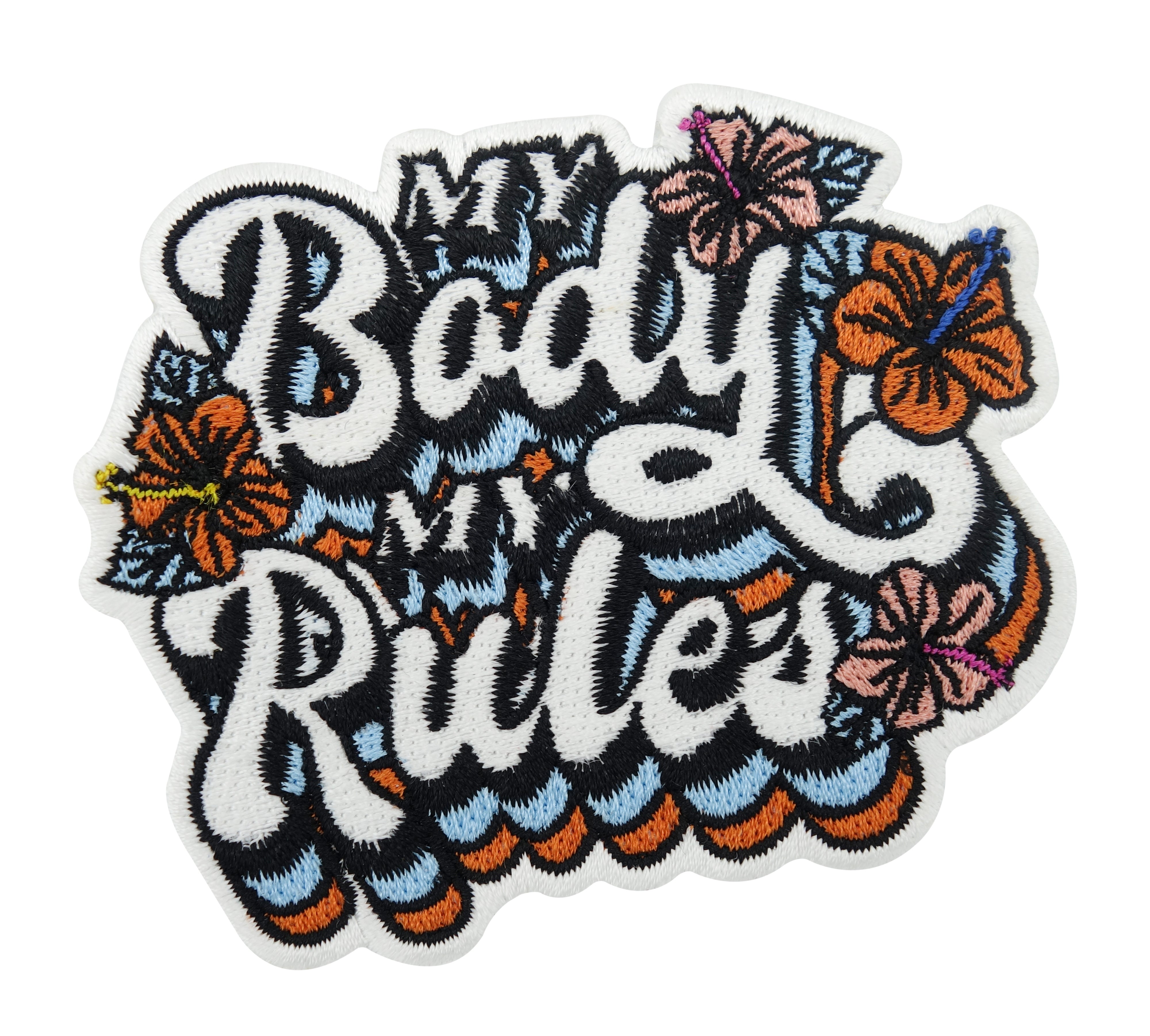 Weißer, orangener, blauer My Body My Rules Patch