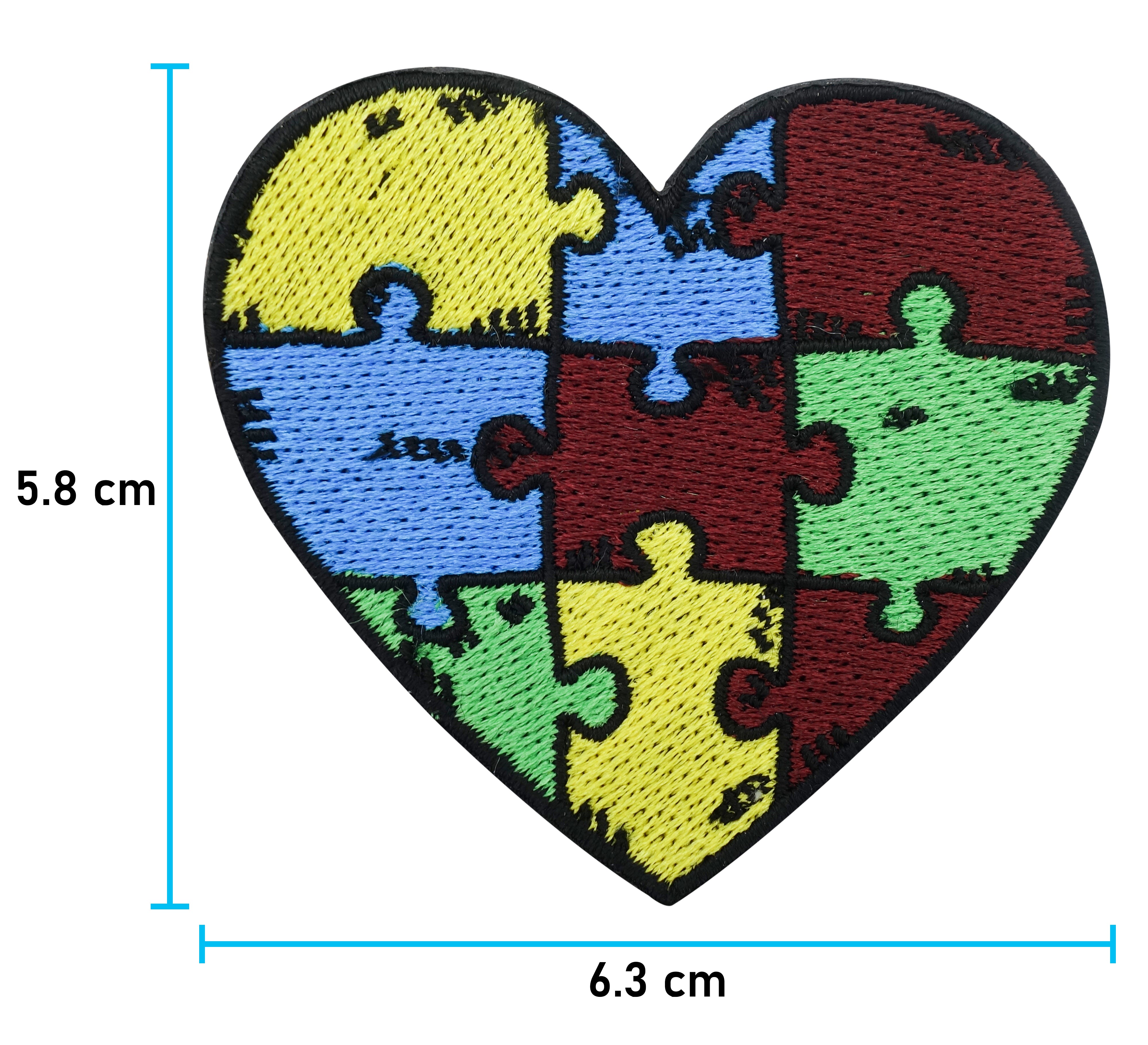 Puzzle Herz Patch mit der Maße: 5,8 x 6,3 cm 