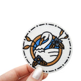 Schwan Patch gehalten von einer Frauenhand