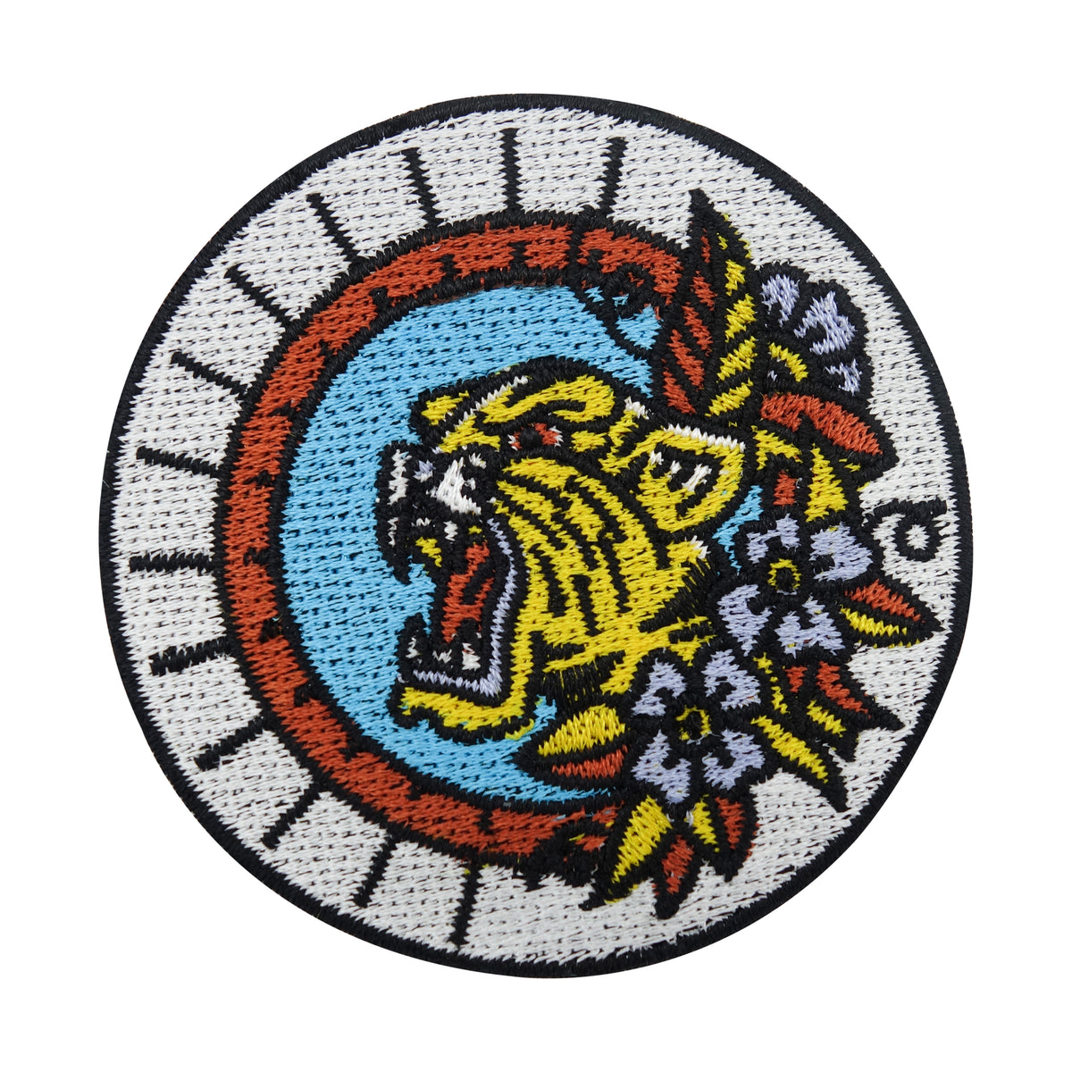 Bunter Tigerkopf mit Blumen Patch 