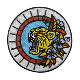 Bunter Tigerkopf mit Blumen Patch 