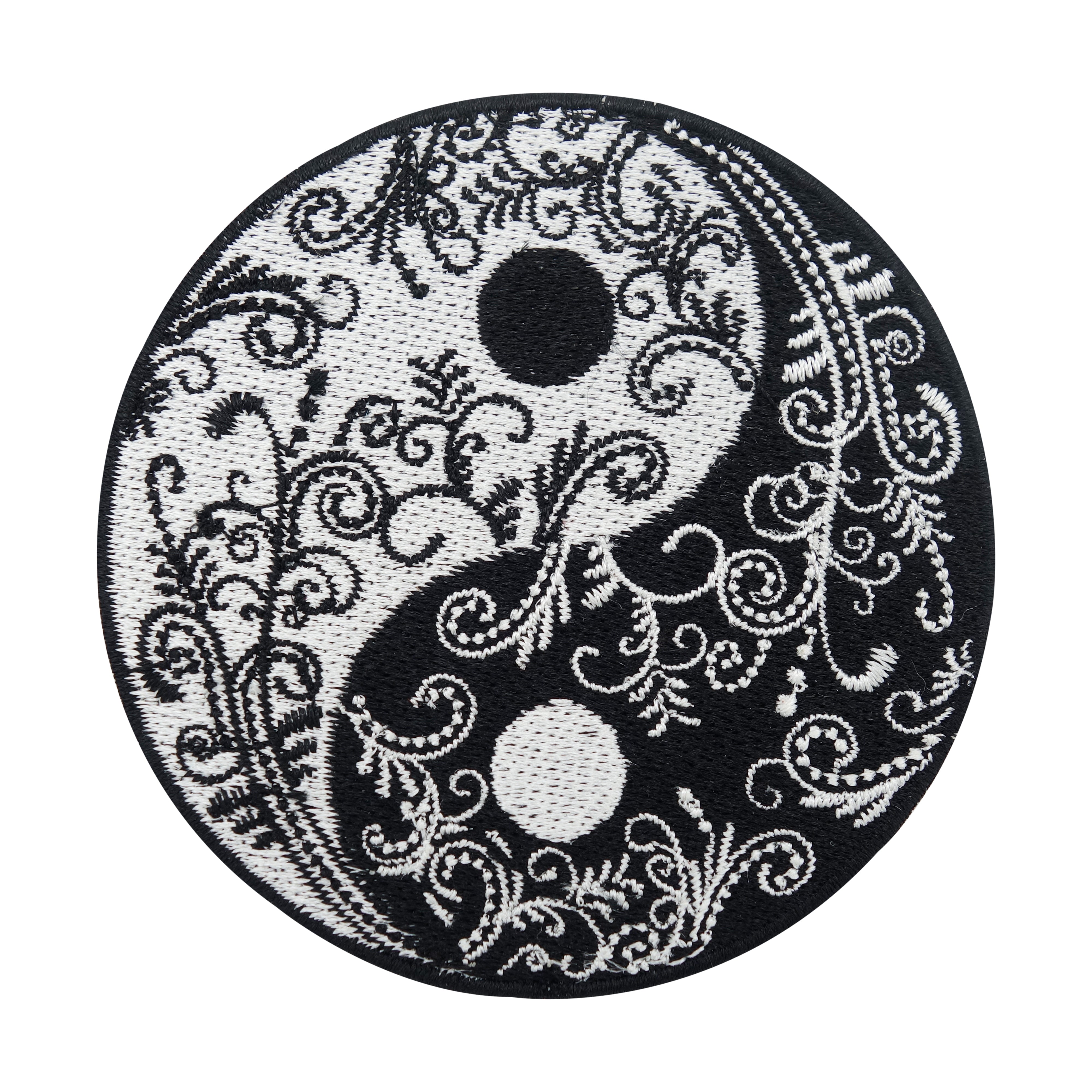 Yin und Yang Blumen Patch in schwarz-weiß