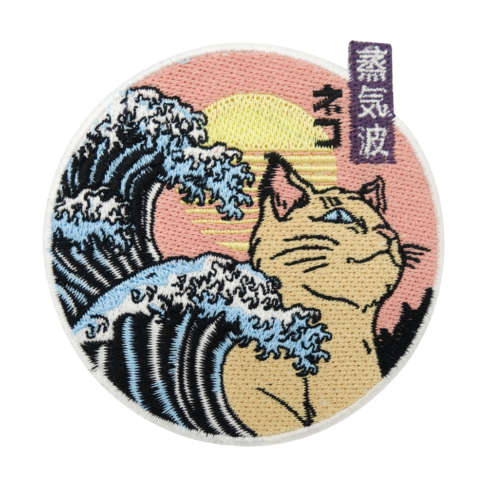 Rosa Sonne, Welle und Katze Patch 