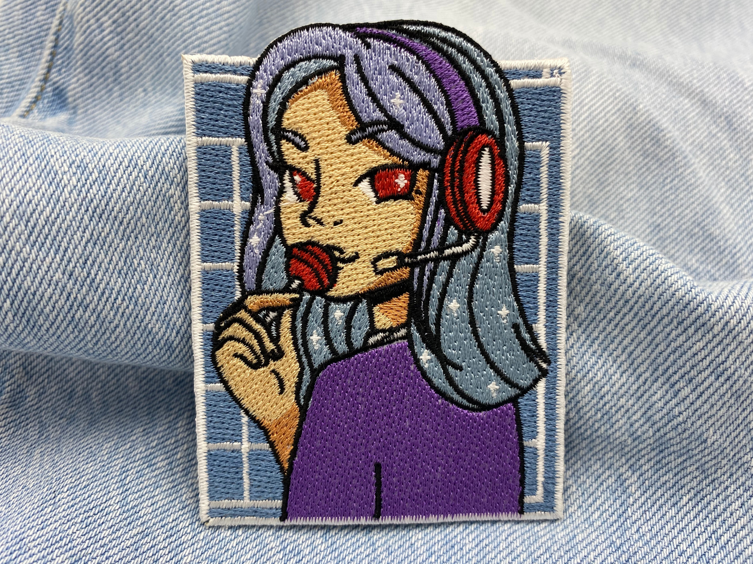 Manga Girl Patch auf blauer Patch 