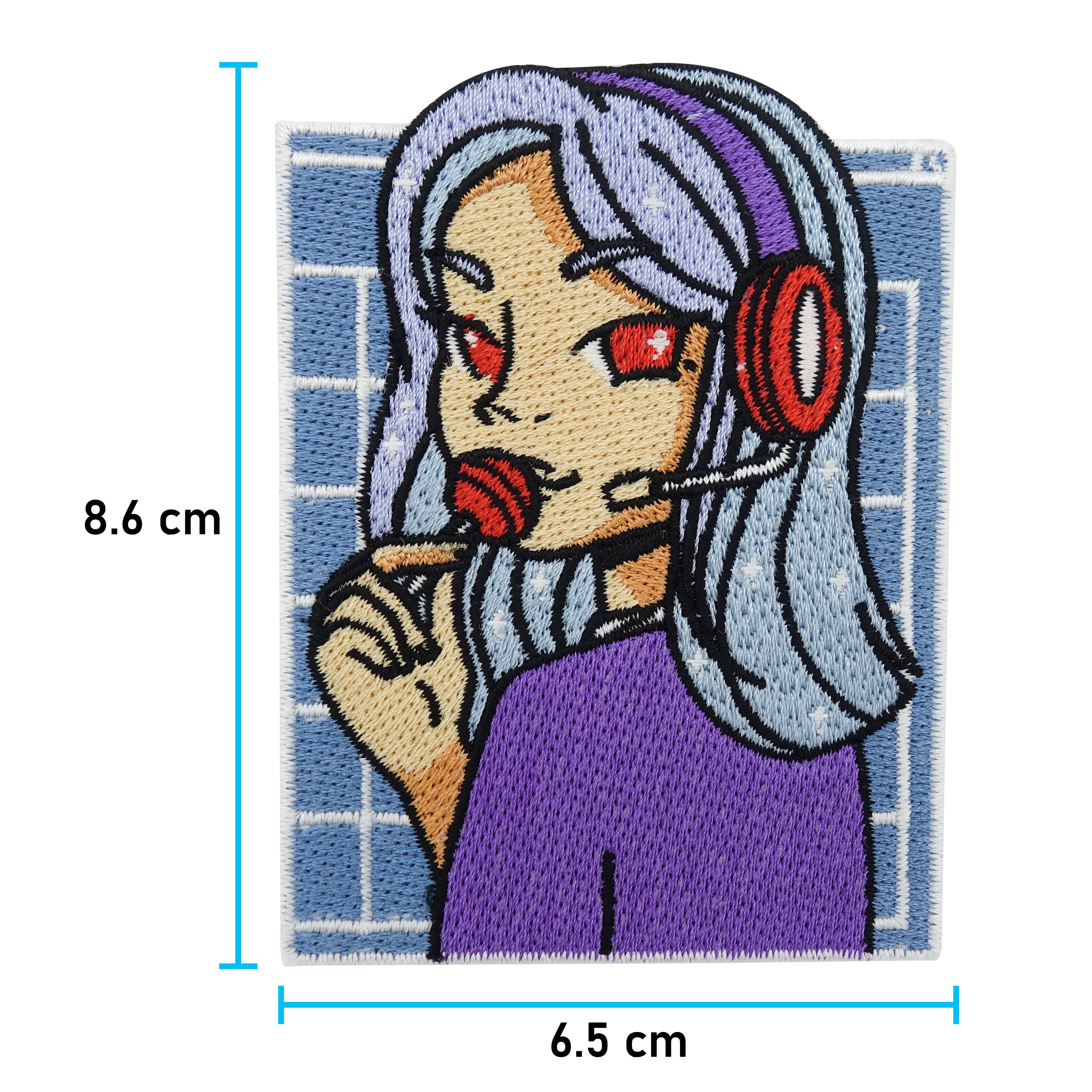 Manga Girl Patch mit der Maße: 8,6 x 6,5 cm 