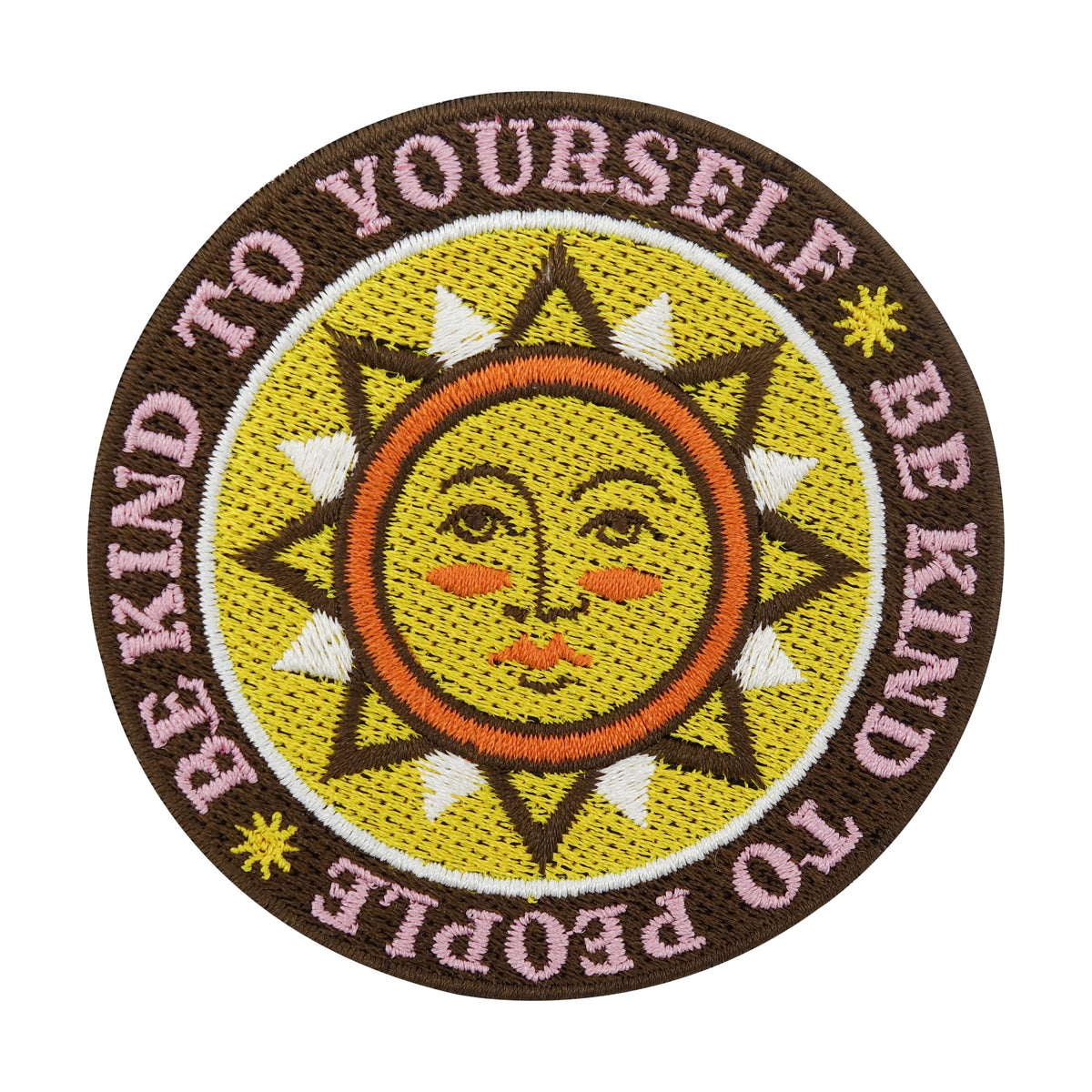 Brauner, gelber Be Kind To Yourself & To People Patch