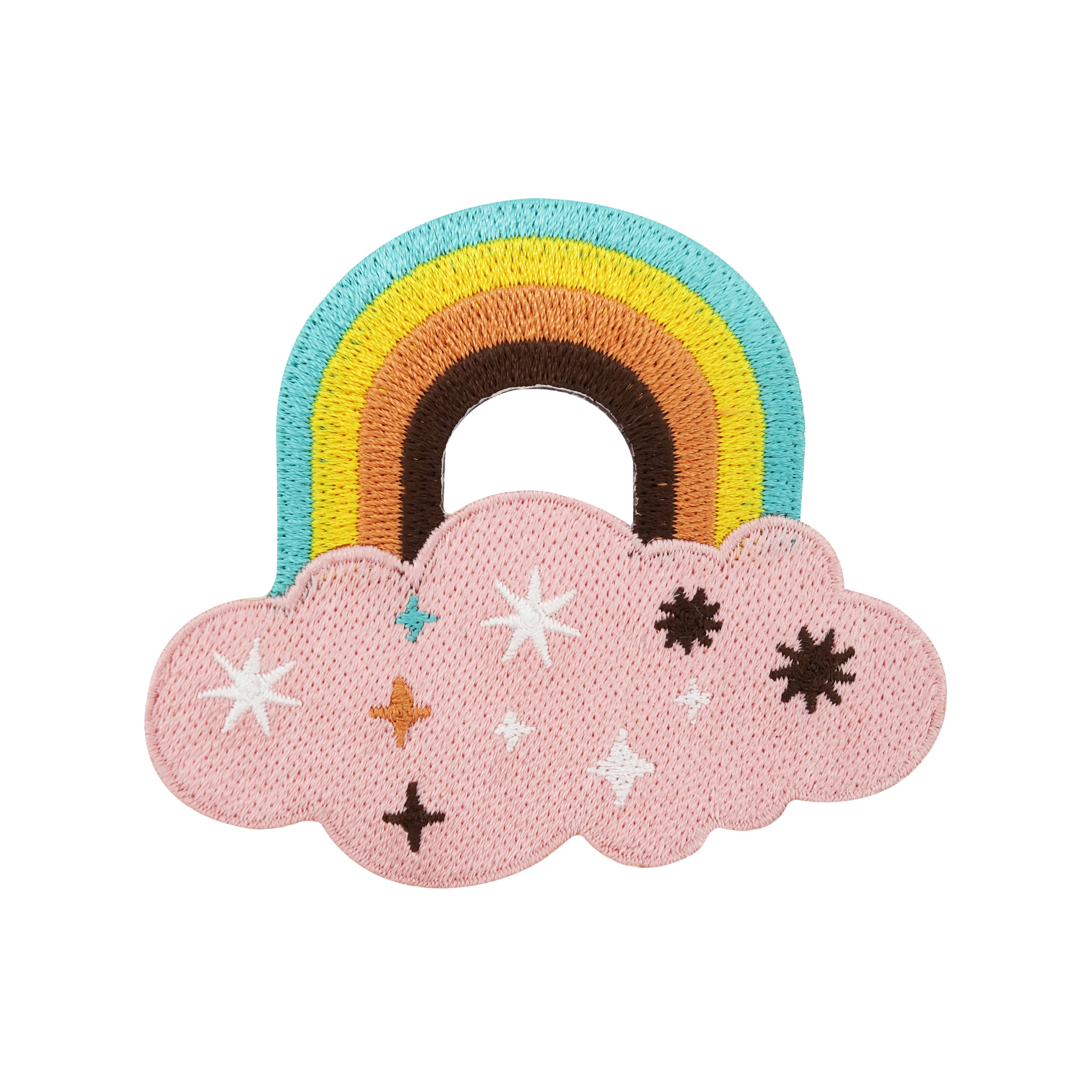 Retro Regenbogen Patch | Vintage Rainbow Bügelbild | Wolken Aufnäher