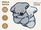  Vorder- und Rückseite des Patches, mit Bügelfolie. „Finally Home“ Logo und Nutzungsoptionen: Aufbügeln, Aufnähen, Aufkleben mit Textilkleber