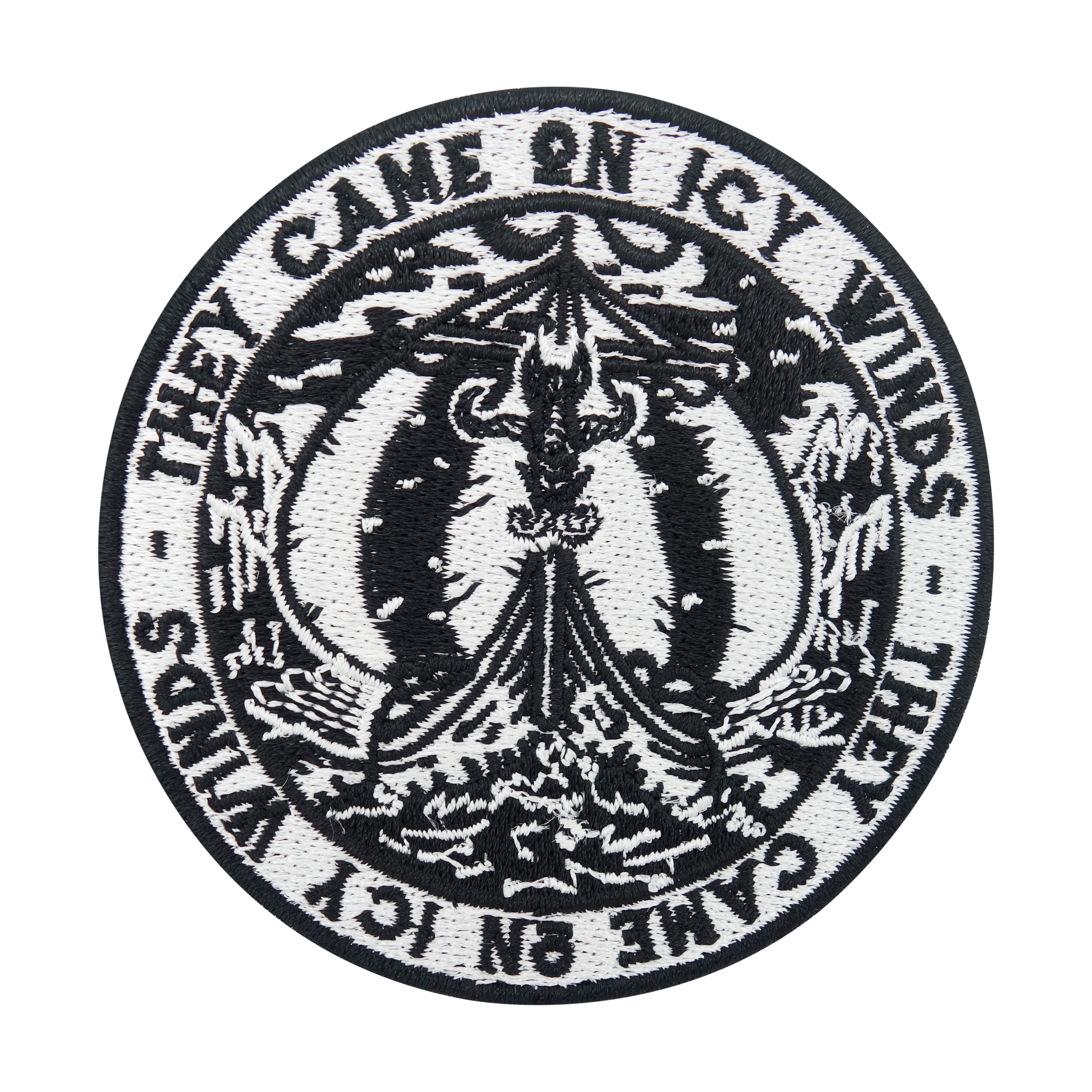 Schwarz-weißer Wikinger Schiff Patch 