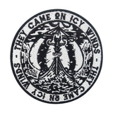 Schwarz-weißer Wikinger Schiff Patch 