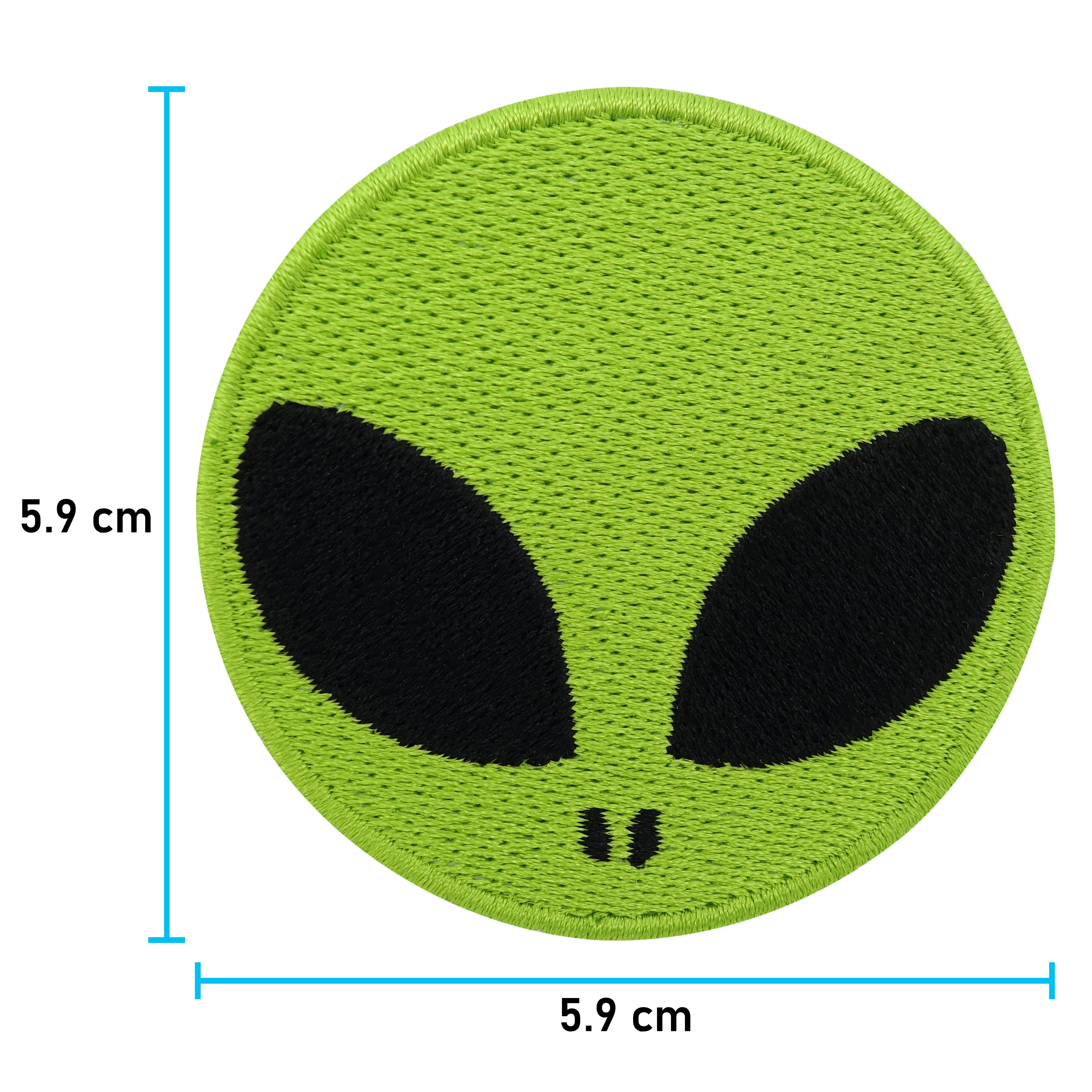 Alien Kopf Patch mit der Maße: 5,9 x 5,9 cm 