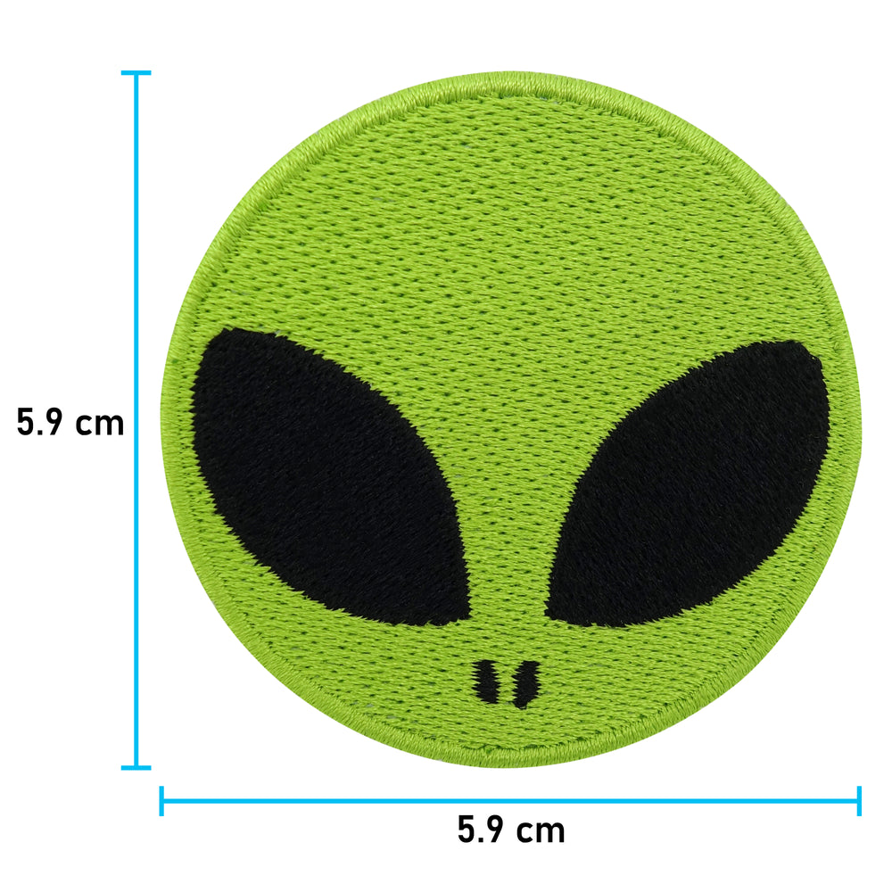 Alien Kopf Patch mit der Maße: 5,9 x 5,9 cm 