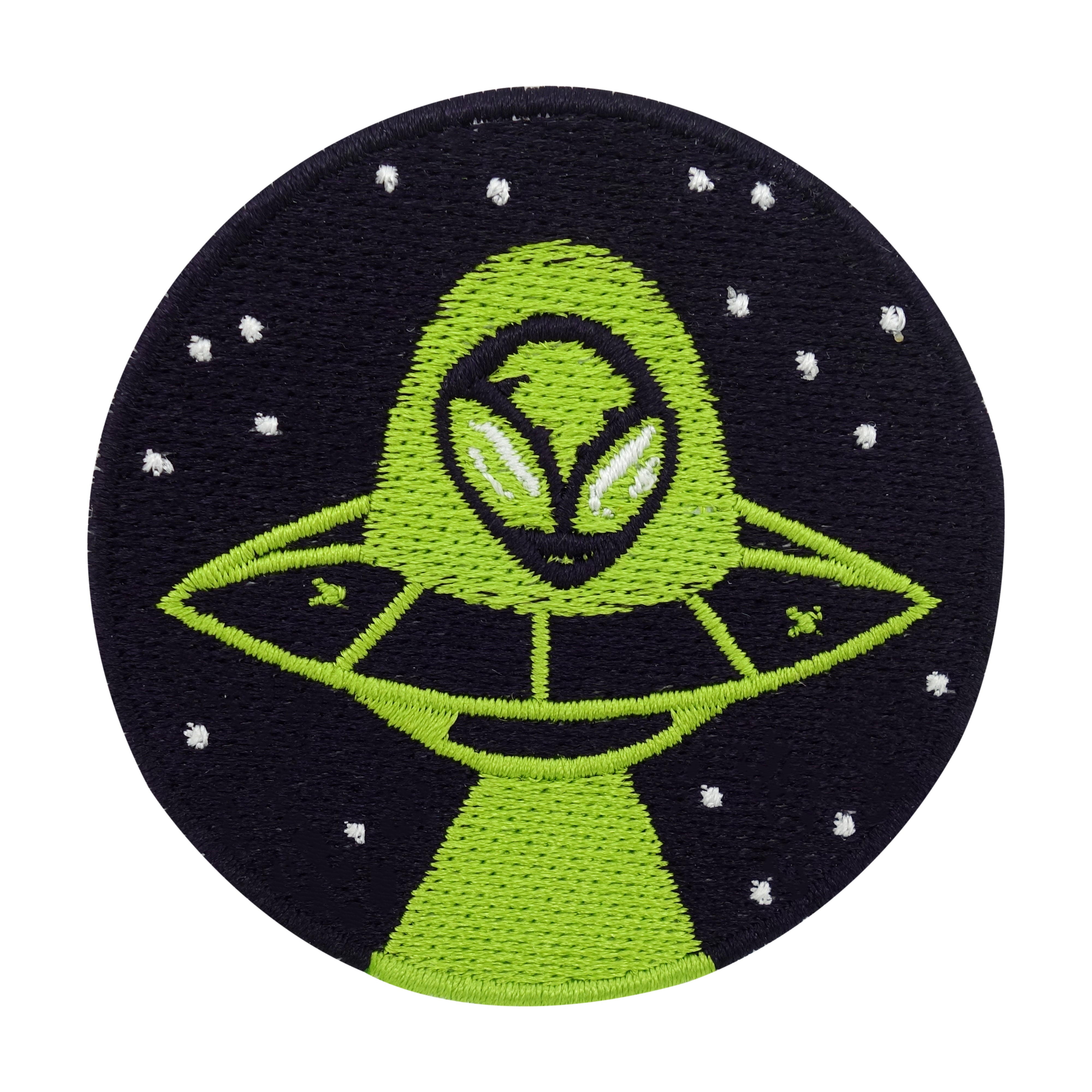 Schwarz-grüner Alien im Ufo Patch 