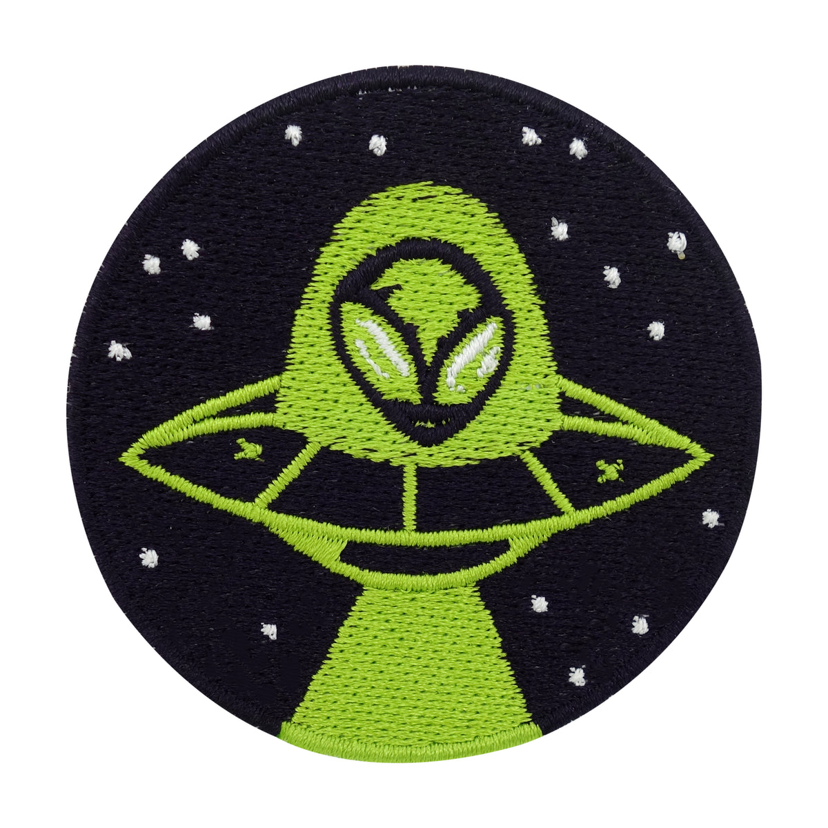 Schwarz-grüner Alien im Ufo Patch 