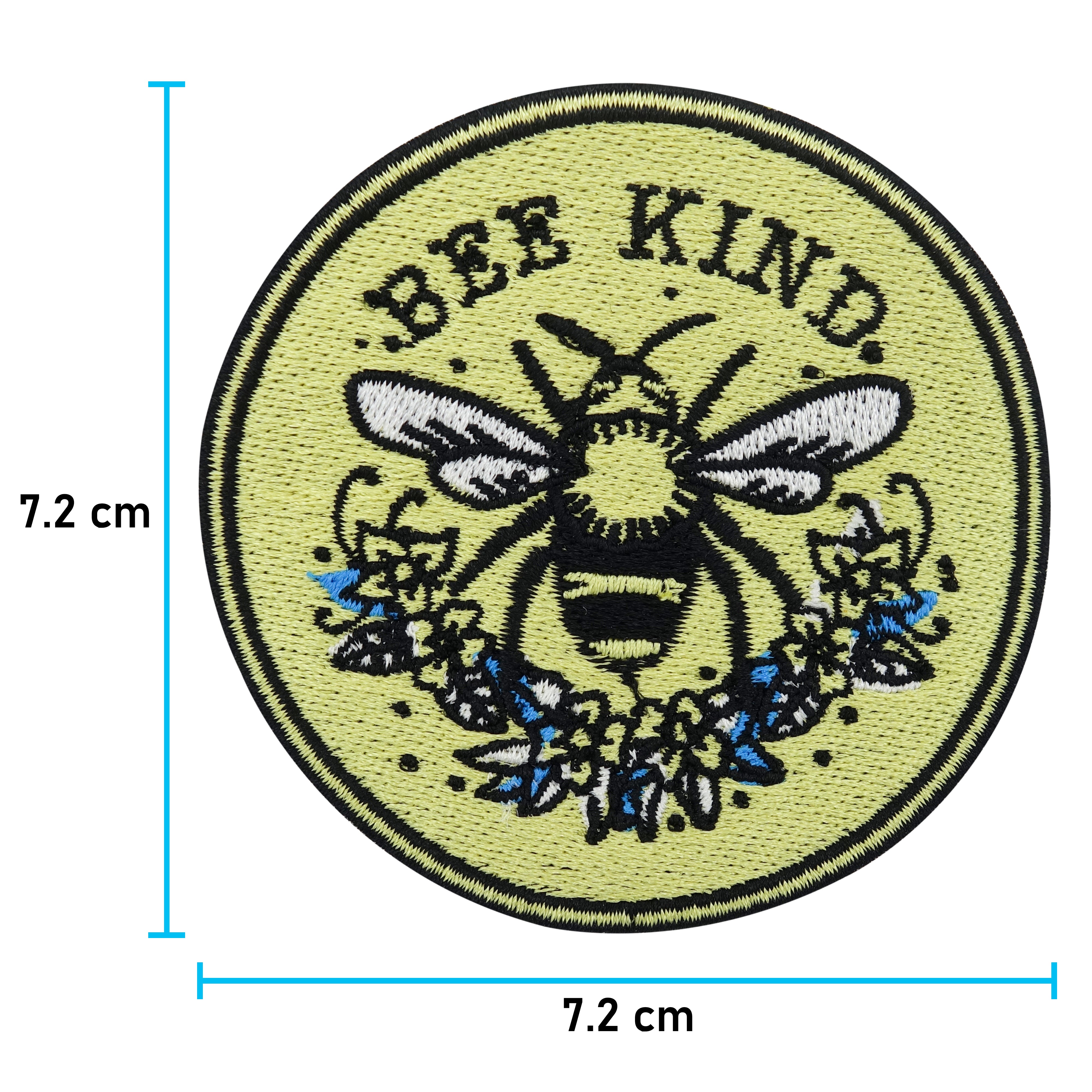 Bee Kind Patch mit der Maße: 7,2 x 7,2 cm 