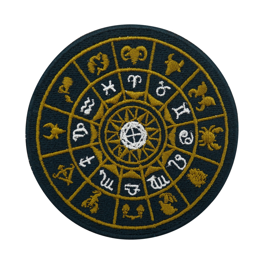 Dunkel blauer und goldener Astrologie Sternzeichen Patch 