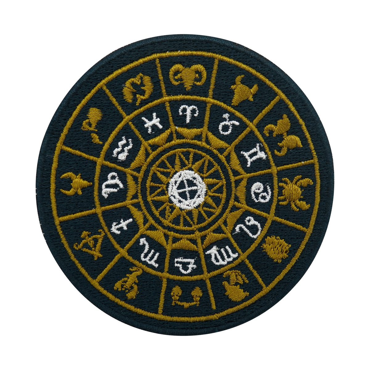 Dunkel blauer und goldener Astrologie Sternzeichen Patch 