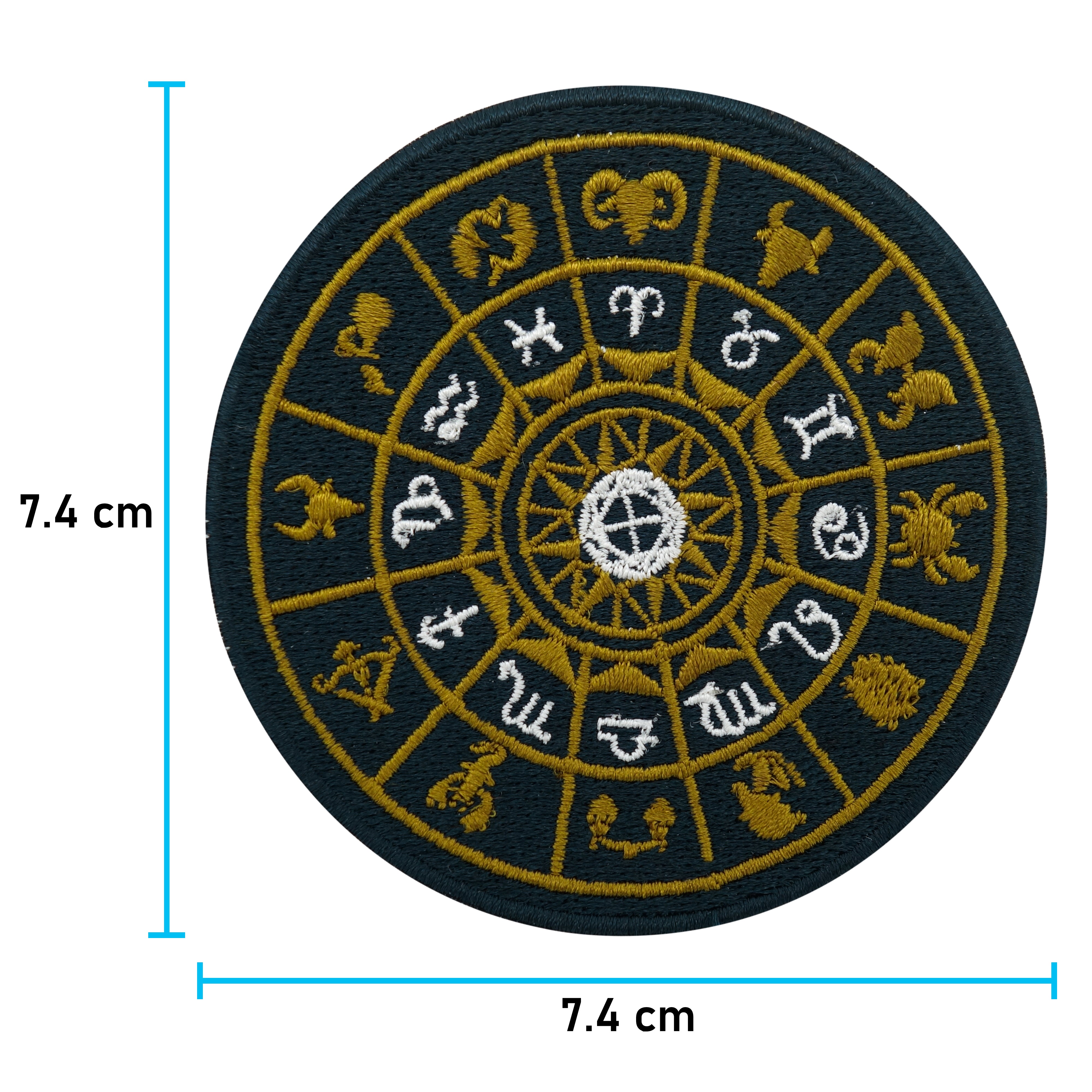 Astrologie Patch mit der Maße: 7,4 x 7,4 cm 