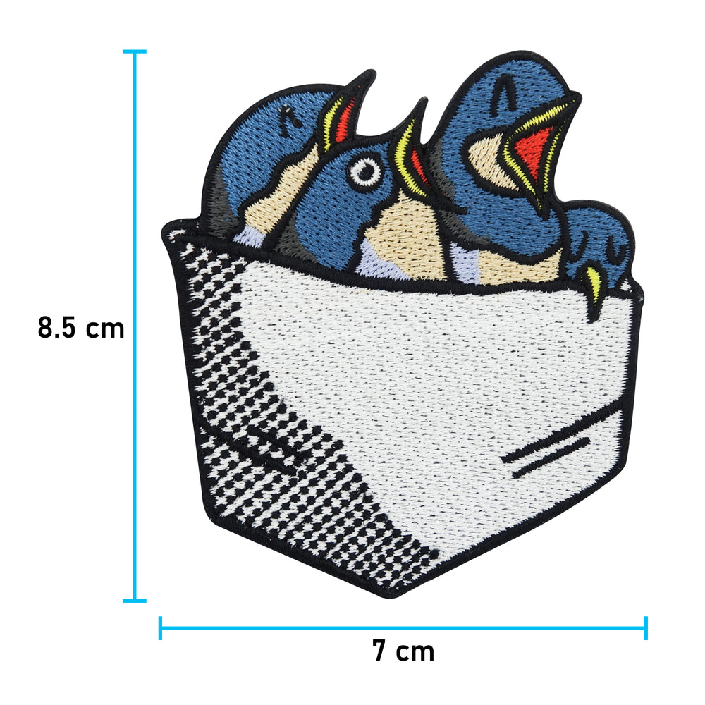 Baby Vögel Patch mit der Maße: 8,5 x 7 cm 
