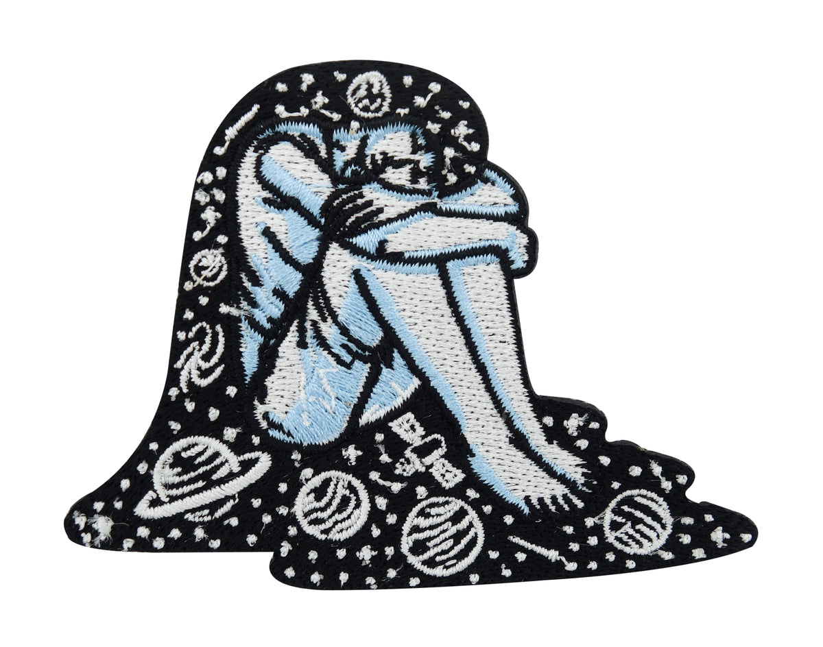 Schwarz-Weißer Frau mit Weltraum Haaren Patch