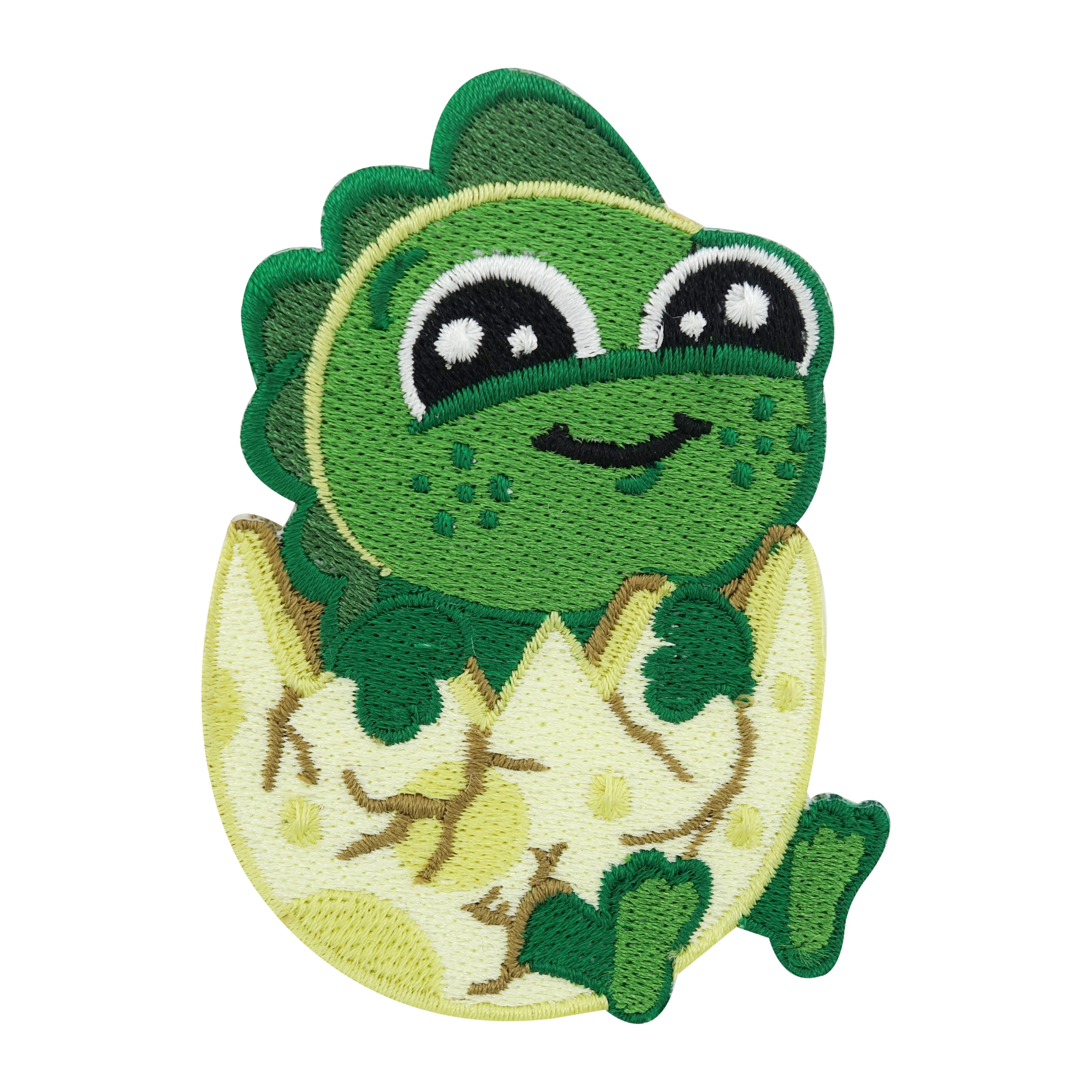 Grüner Baby Dinosaurier Patch in Eierschale