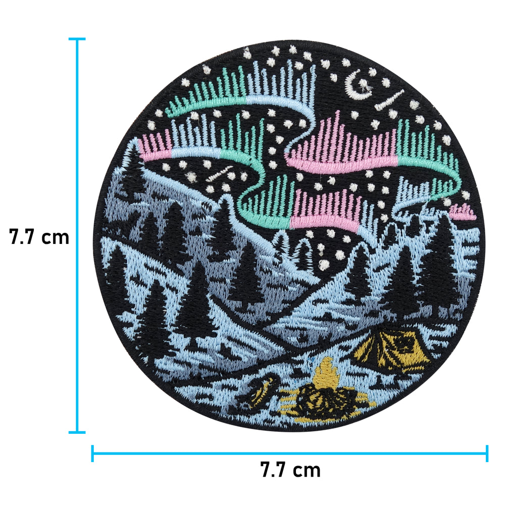 Polarlichter Patch mit der Maße: 7,7 x 7,7 cm 