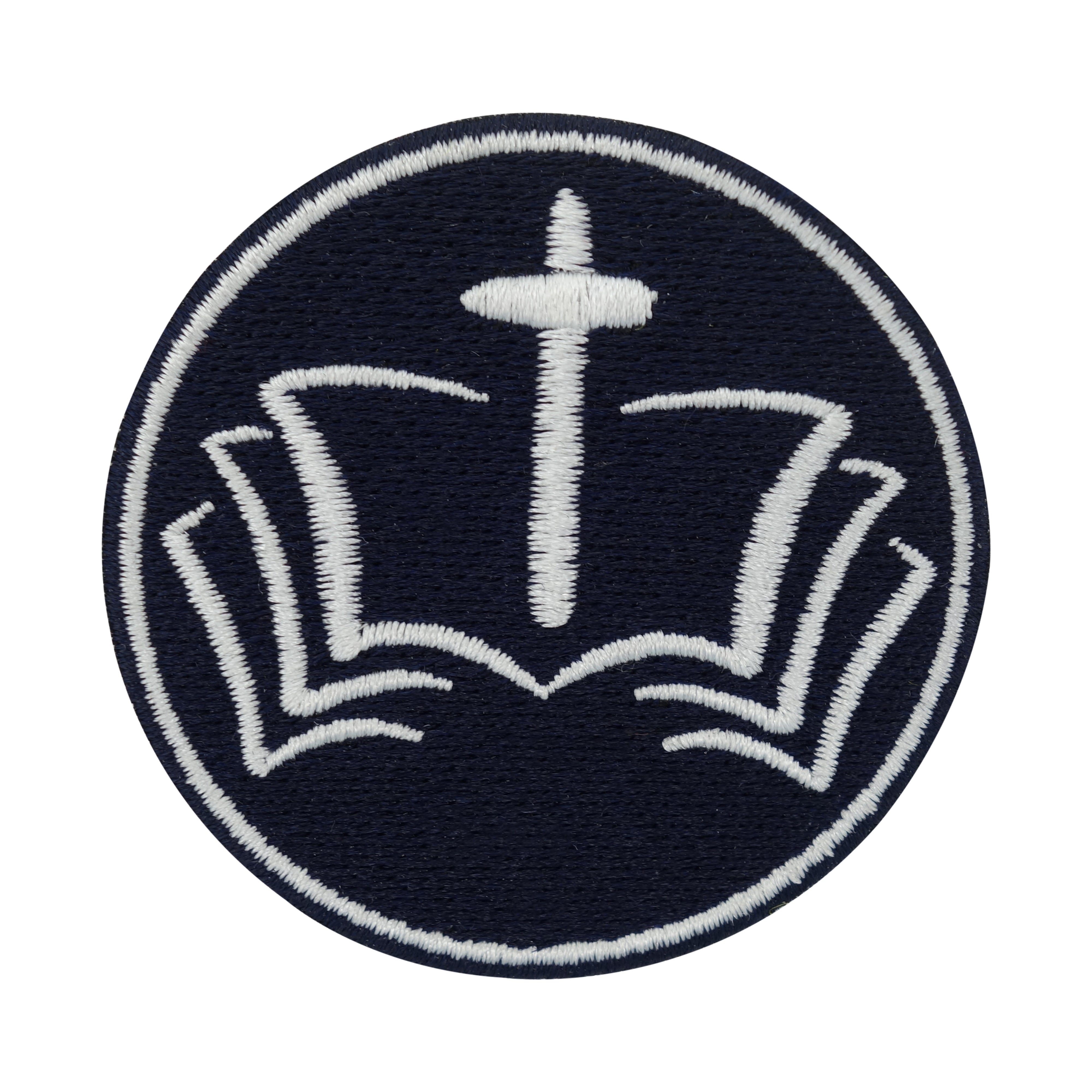 Dunkelblauer Bibel mit Kreuz Patch