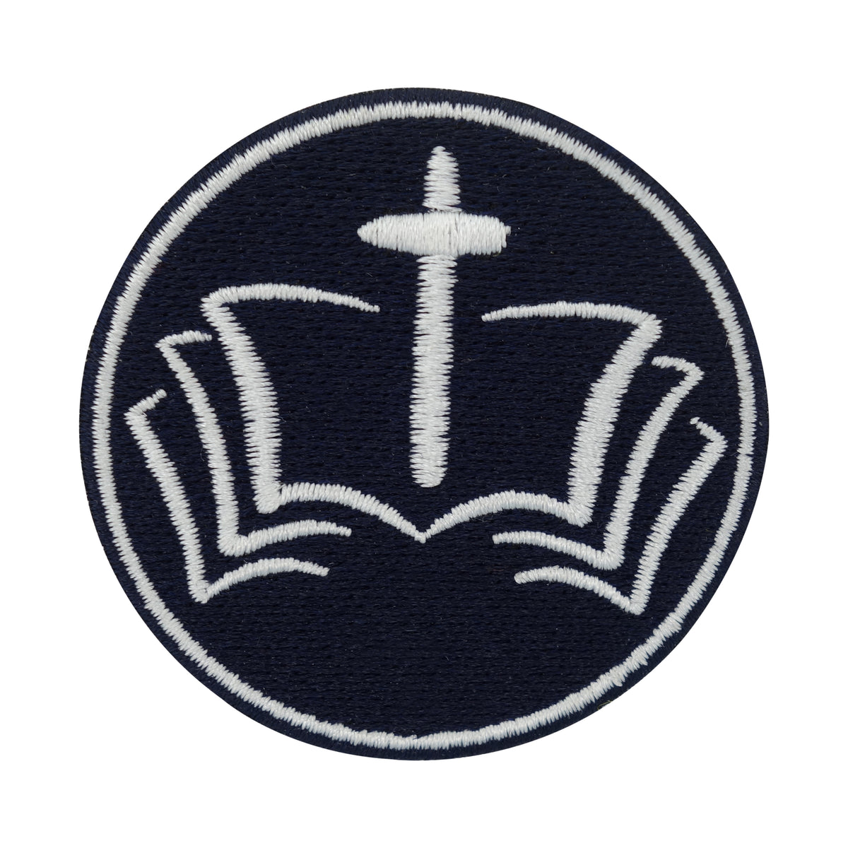 Dunkelblauer Bibel mit Kreuz Patch